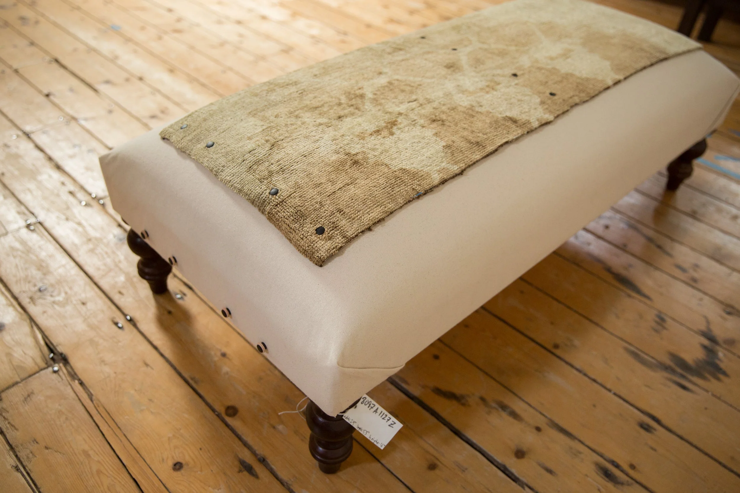 Handmade Canvas Changeable Rug Fragment Ottoman Coffee Table - Image 4