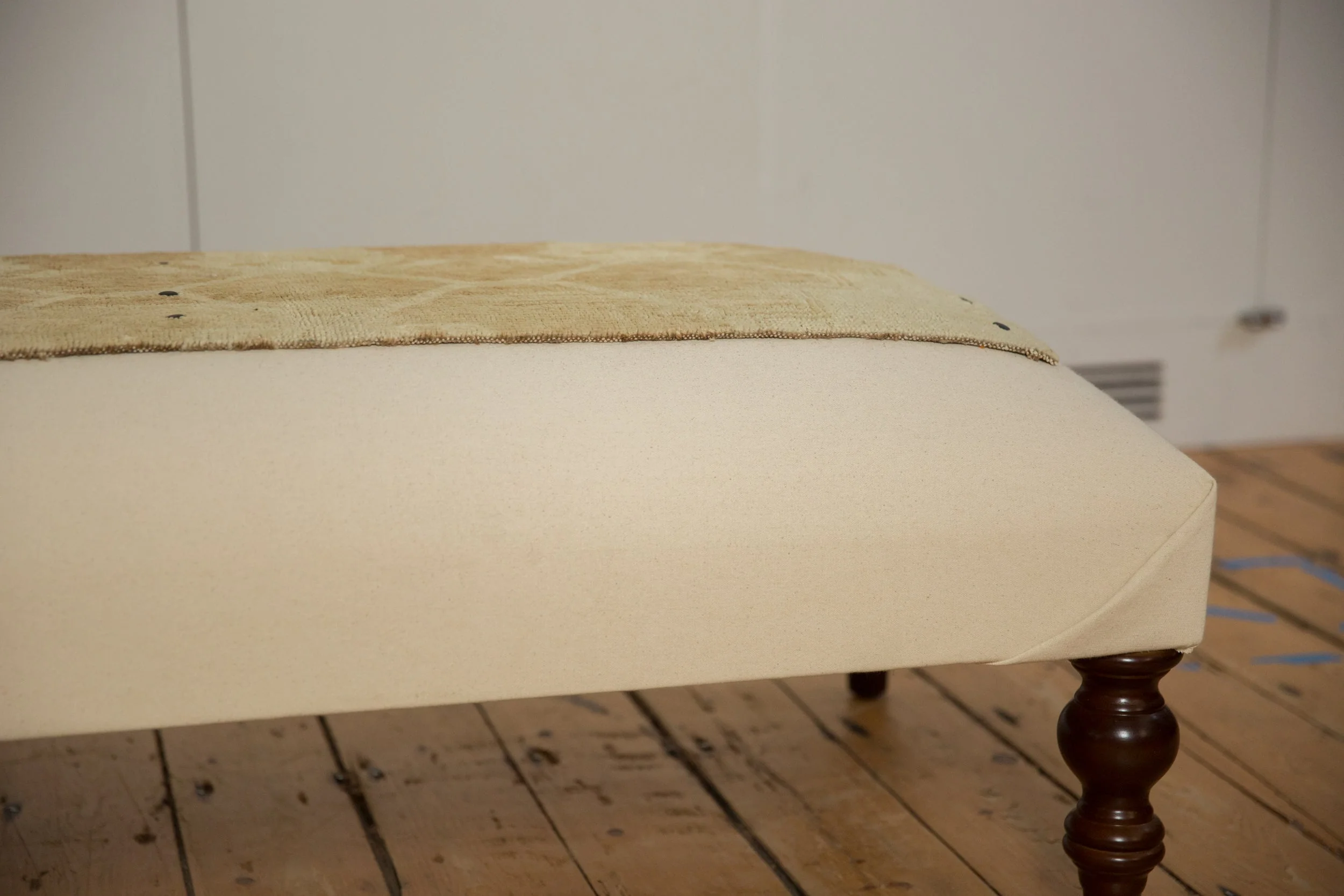 Handmade Canvas Changeable Rug Fragment Ottoman Coffee Table - Image 6