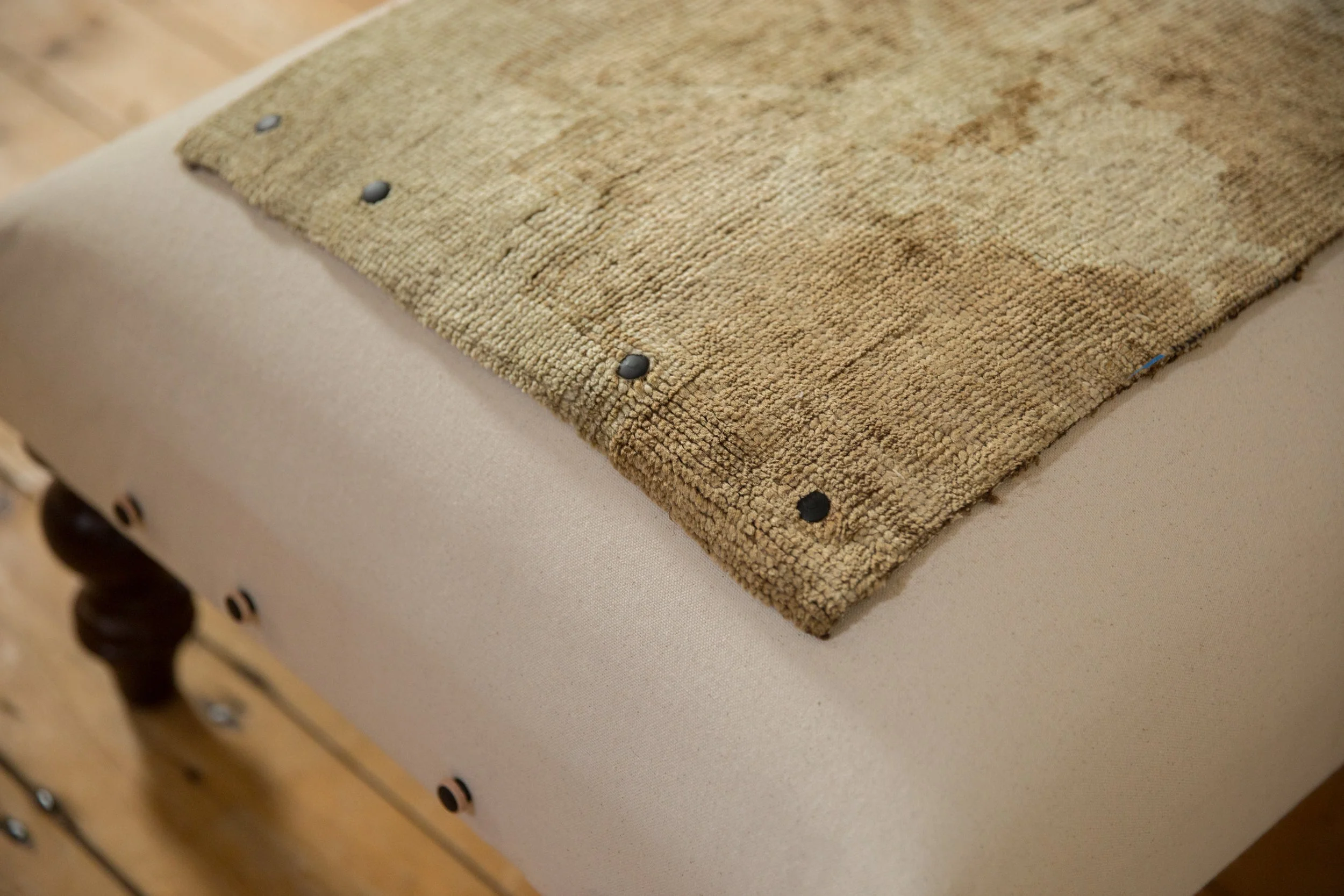 Handmade Canvas Changeable Rug Fragment Ottoman Coffee Table - Image 9