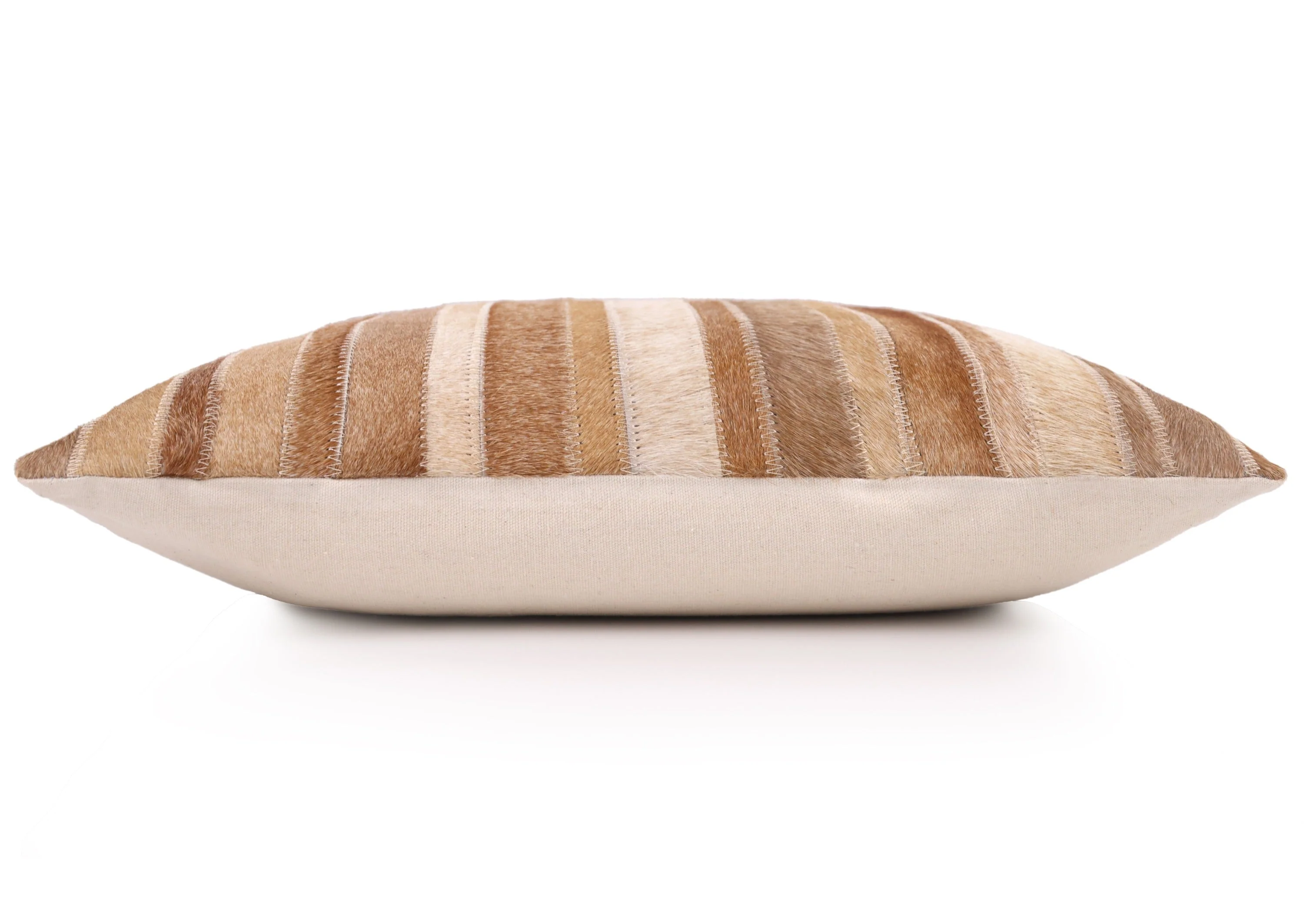 Handmade Cowhide Leather Patchwork Pillow 18x18 Inch | Real Hair-On Hide with Linen Back - Image 3