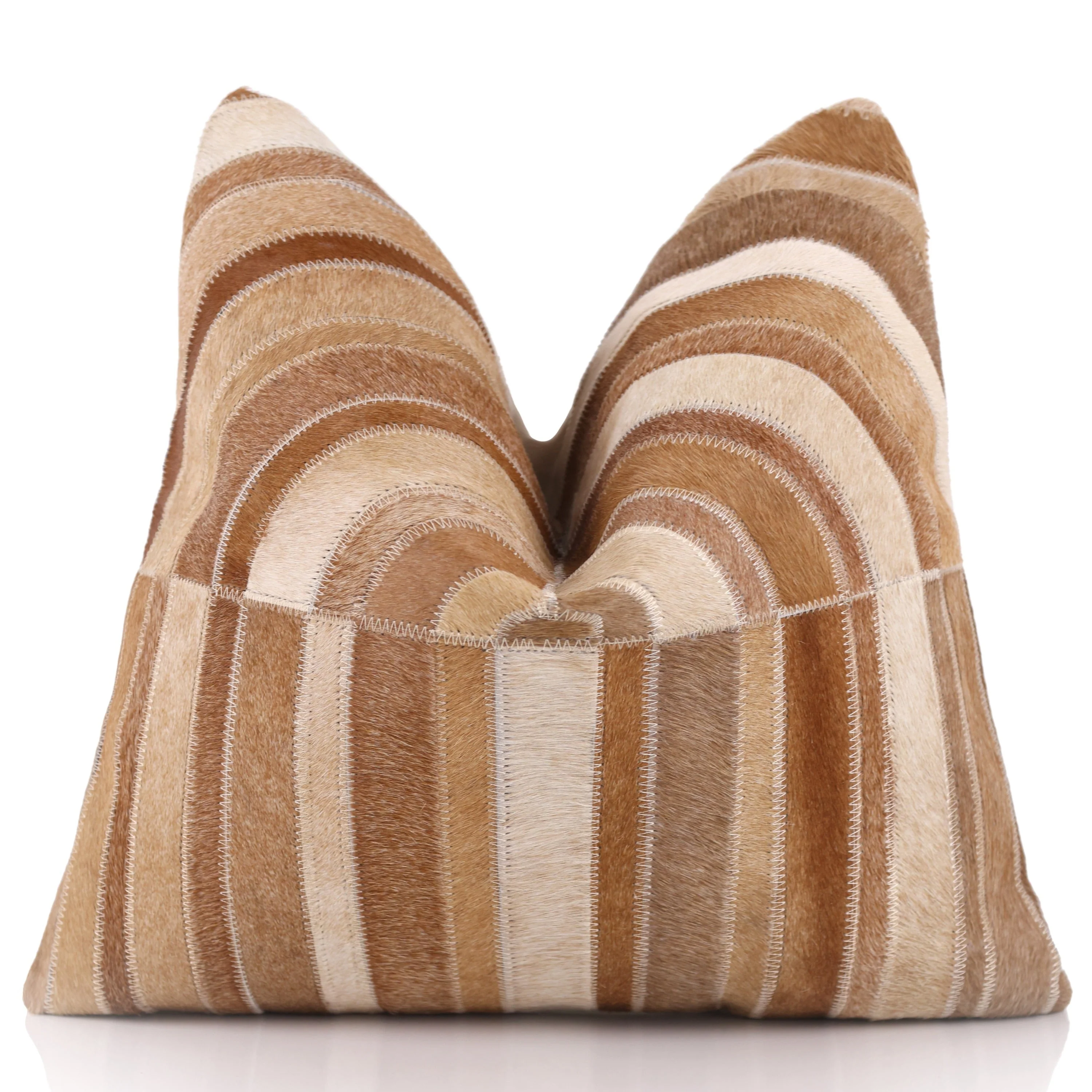 Handmade Cowhide Leather Patchwork Pillow 18x18 Inch | Real Hair-On Hide with Linen Back - Image 4