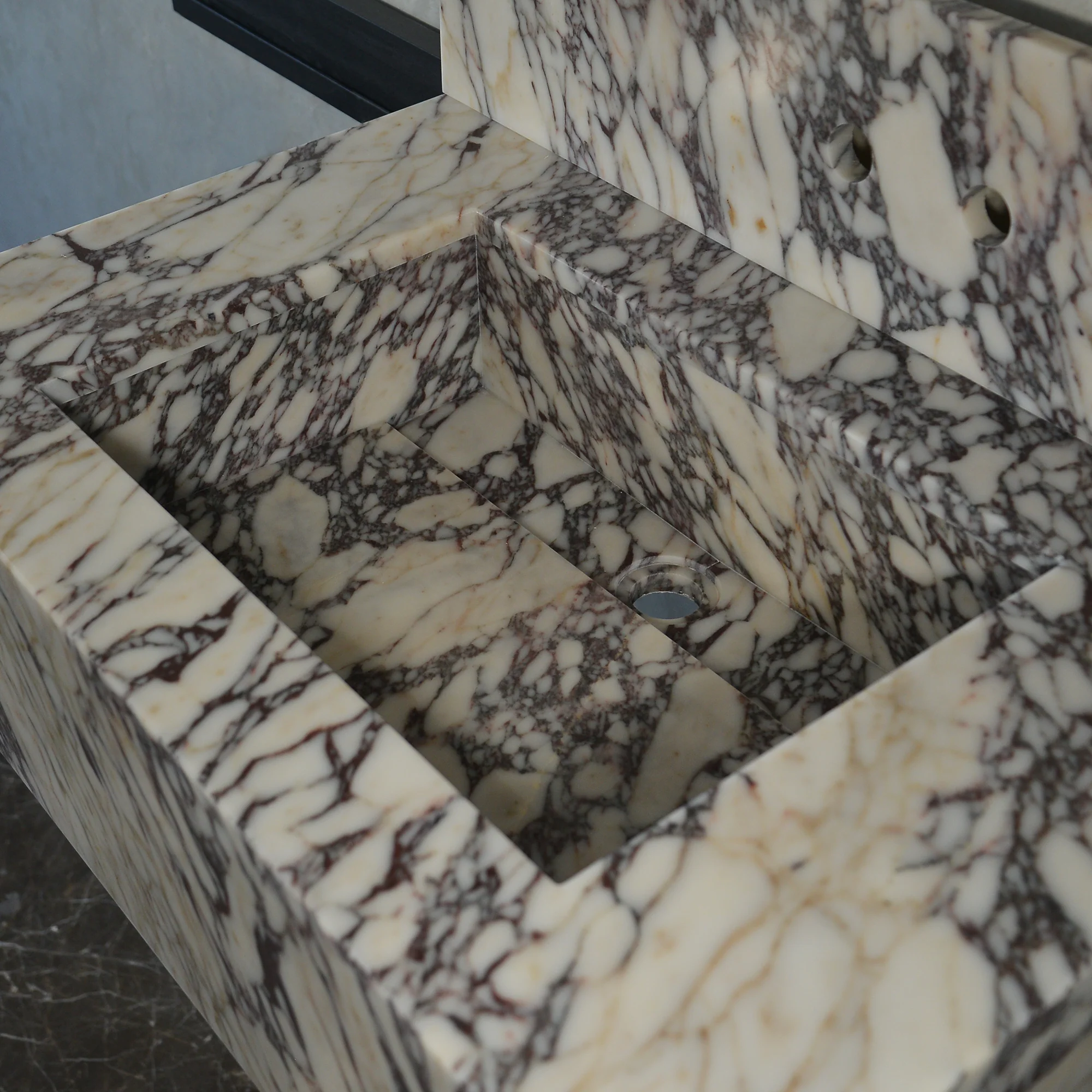 CUSTOM HANDCRAFTED CALACATTA VIOLA MARBLE SINK (NS-093) - Image 10