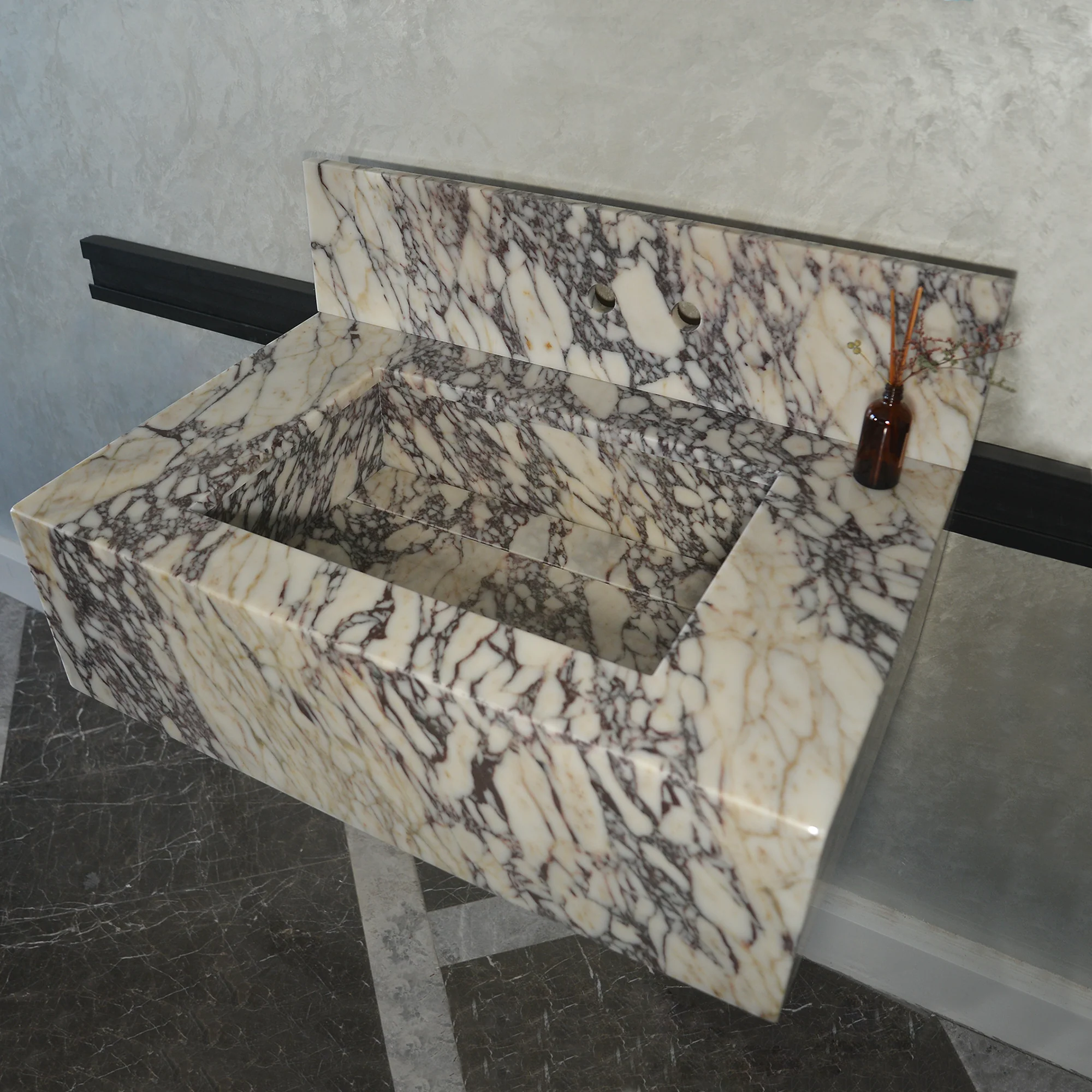 CUSTOM HANDCRAFTED CALACATTA VIOLA MARBLE SINK (NS-093) - Image 6