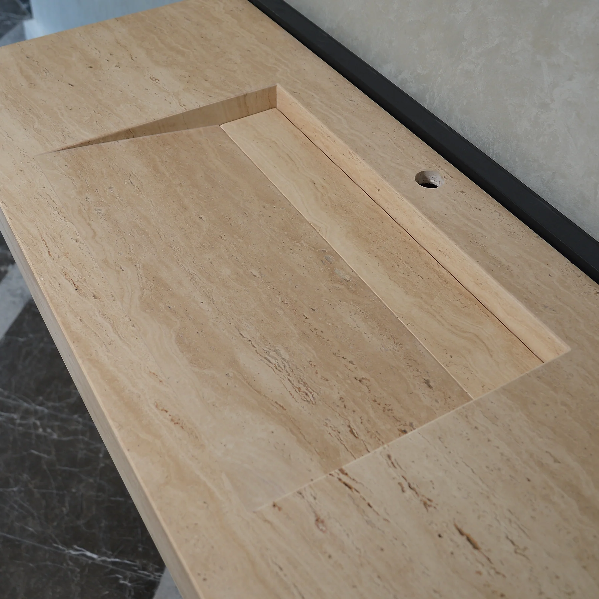 Handmade Custom Travertine Sink (TR-059)