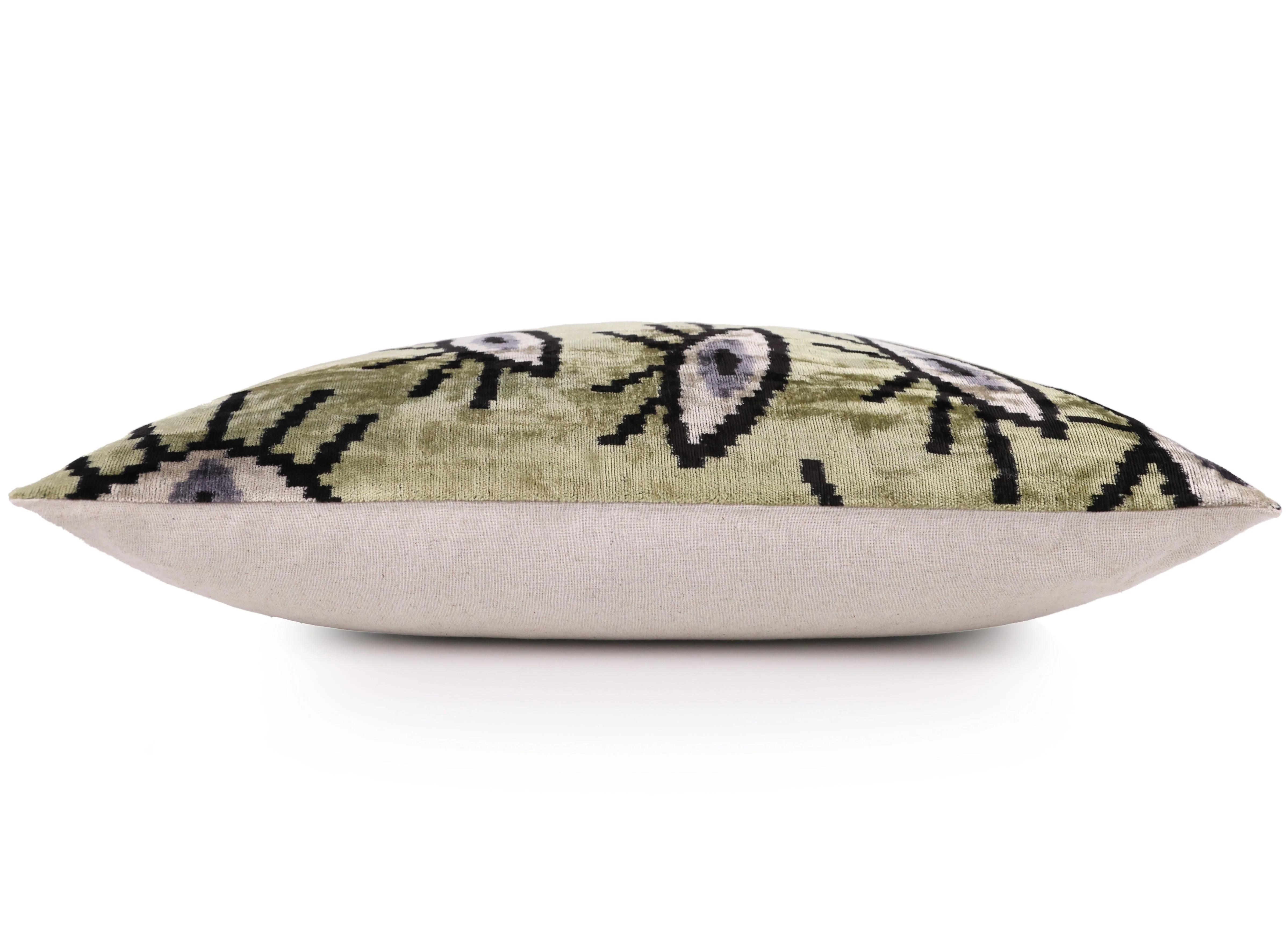 Handmade Evil Eye Silk Velvet Pillow – 16x16 Green & Black Cushion - Image 3