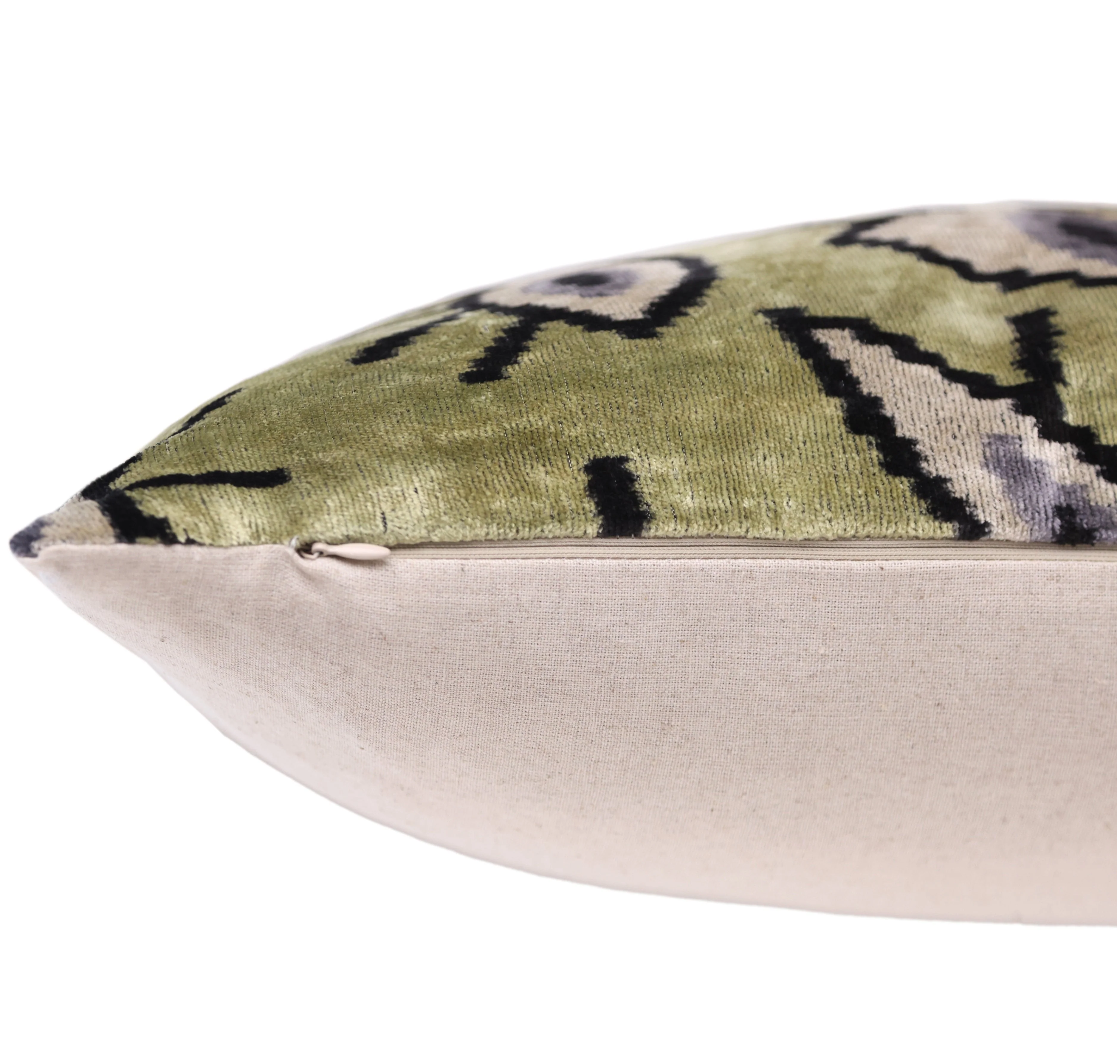 Handmade Evil Eye Silk Velvet Pillow – 16x16 Green & Black Cushion - Image 6