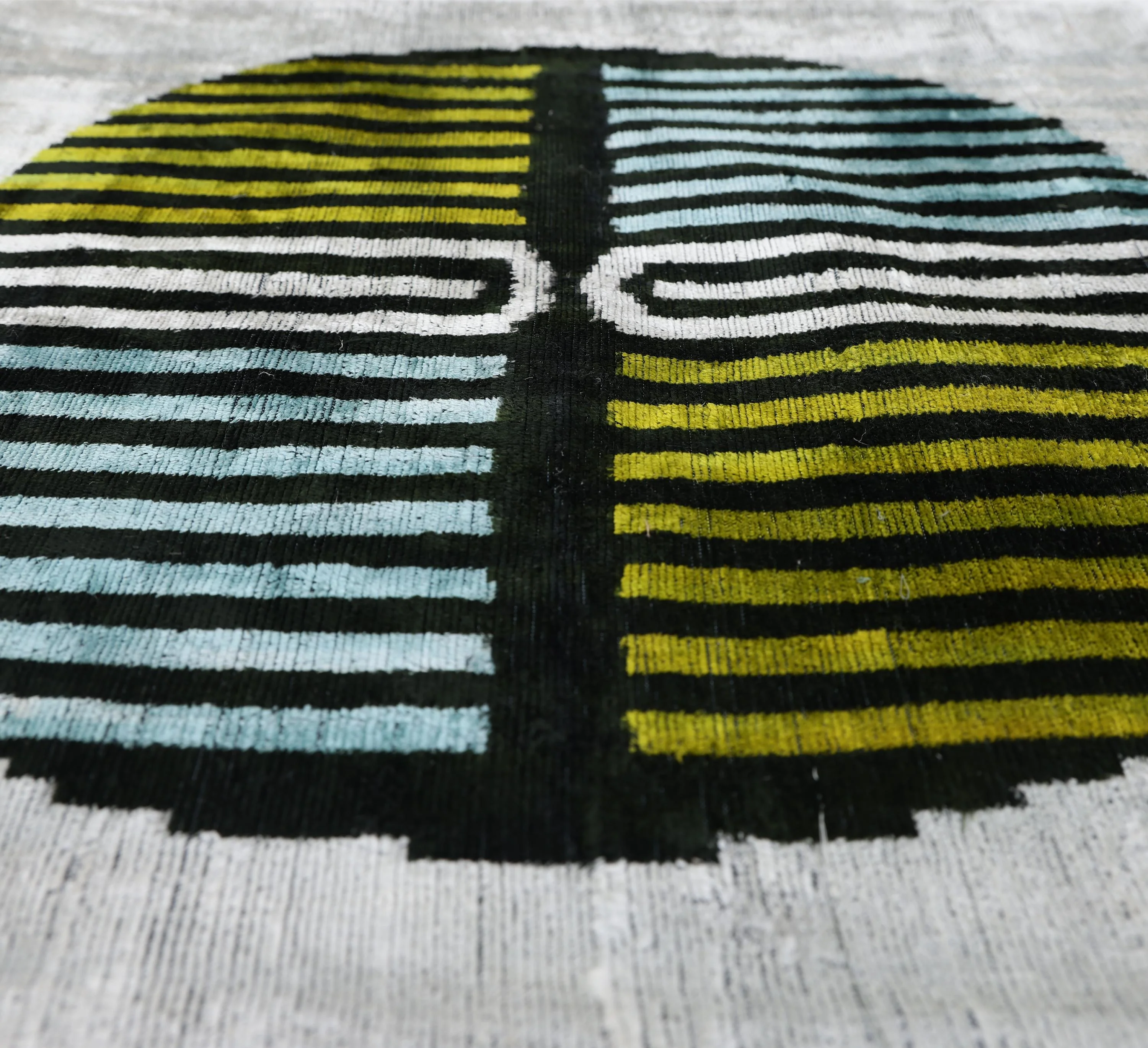 Handmade Geometric Silk Velvet Lumbar Pillow 20x20 Inch - Image 3