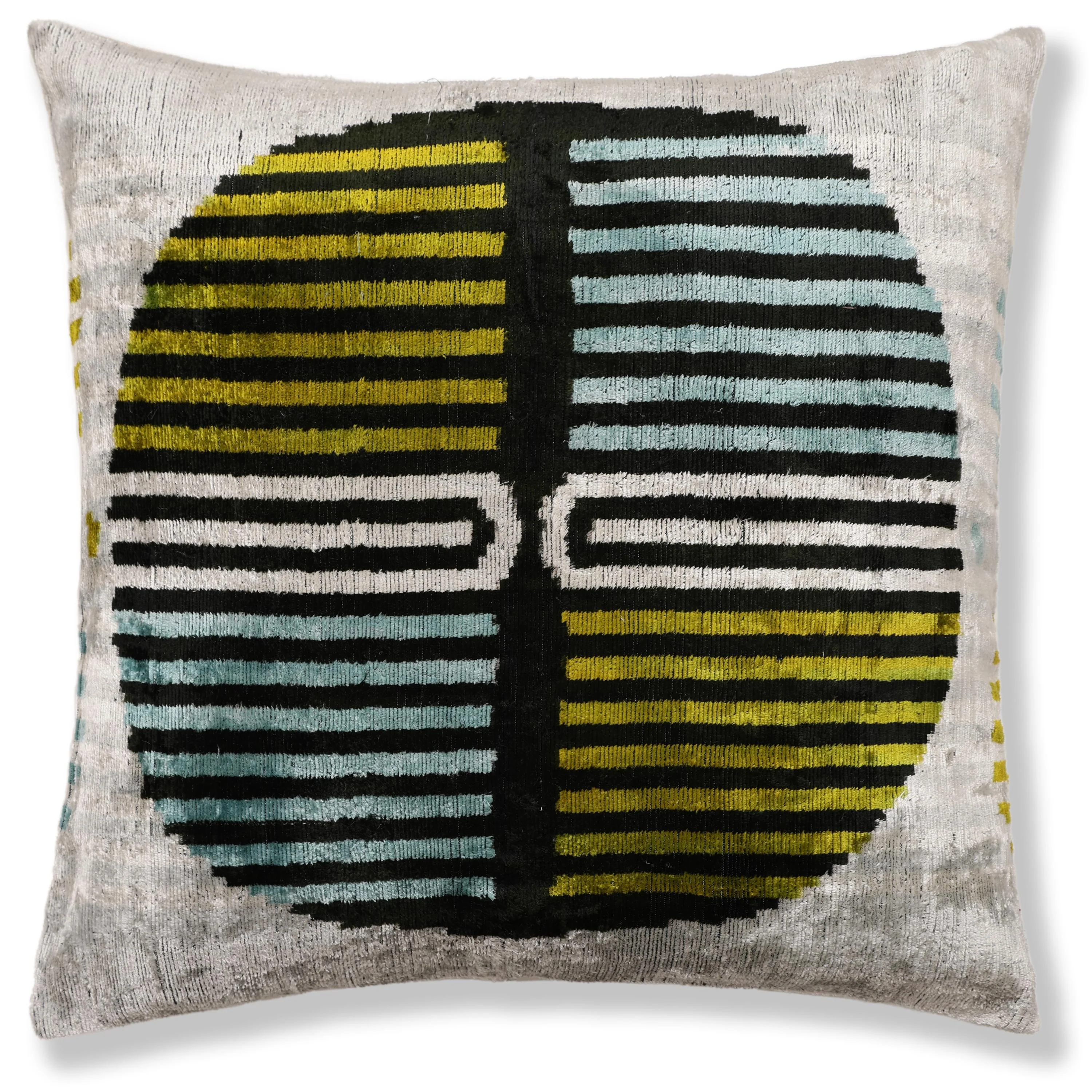 Handmade Geometric Silk Velvet Lumbar Pillow 20x20 Inch - Image 5