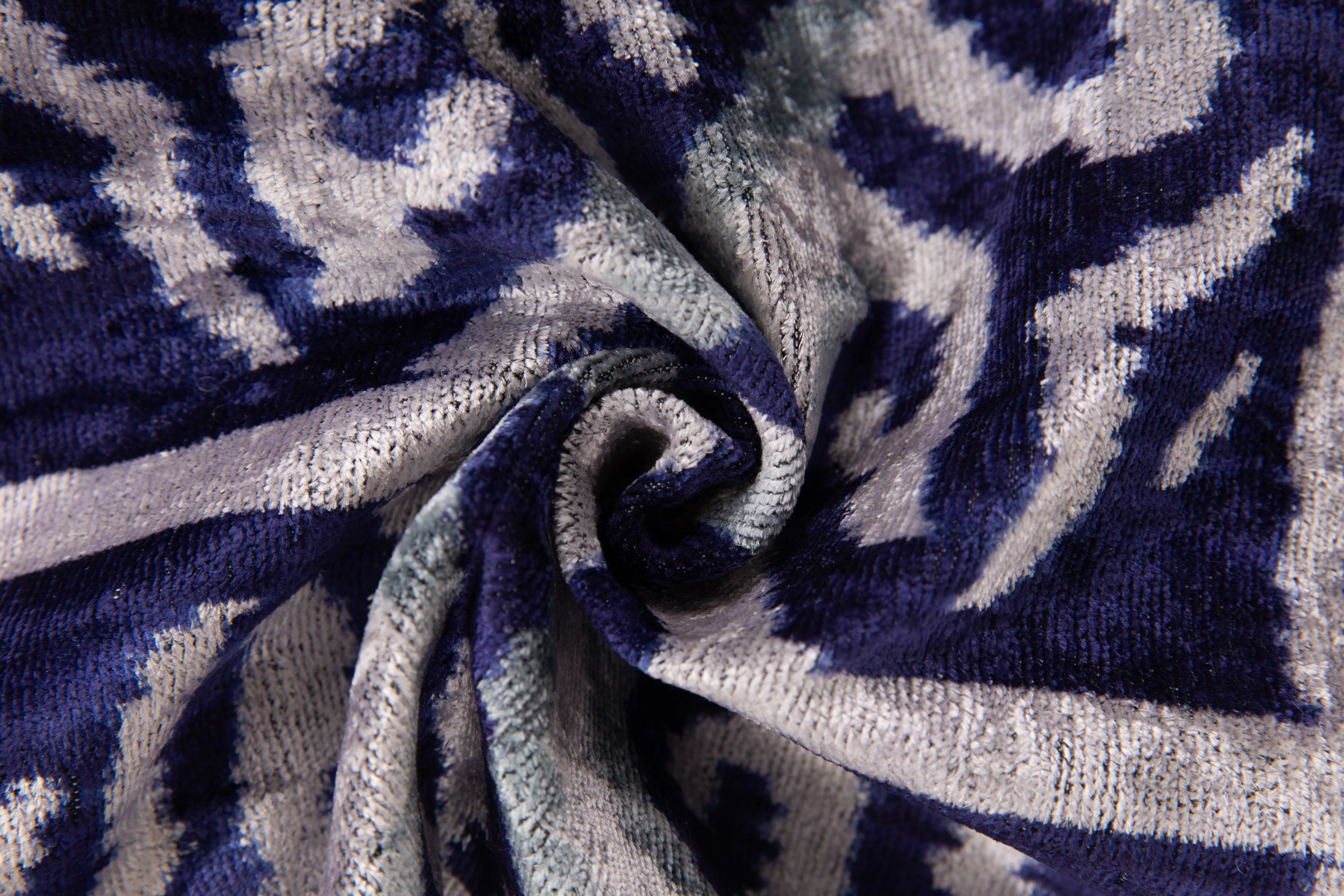 Handmade Geometric Silk Velvet Throw Pillow - 16x24 with Premium Down Feather Insert, Elegant Blue & Gray Ethnic Motif for Sofa, Couch, Bed Decor - Image 6