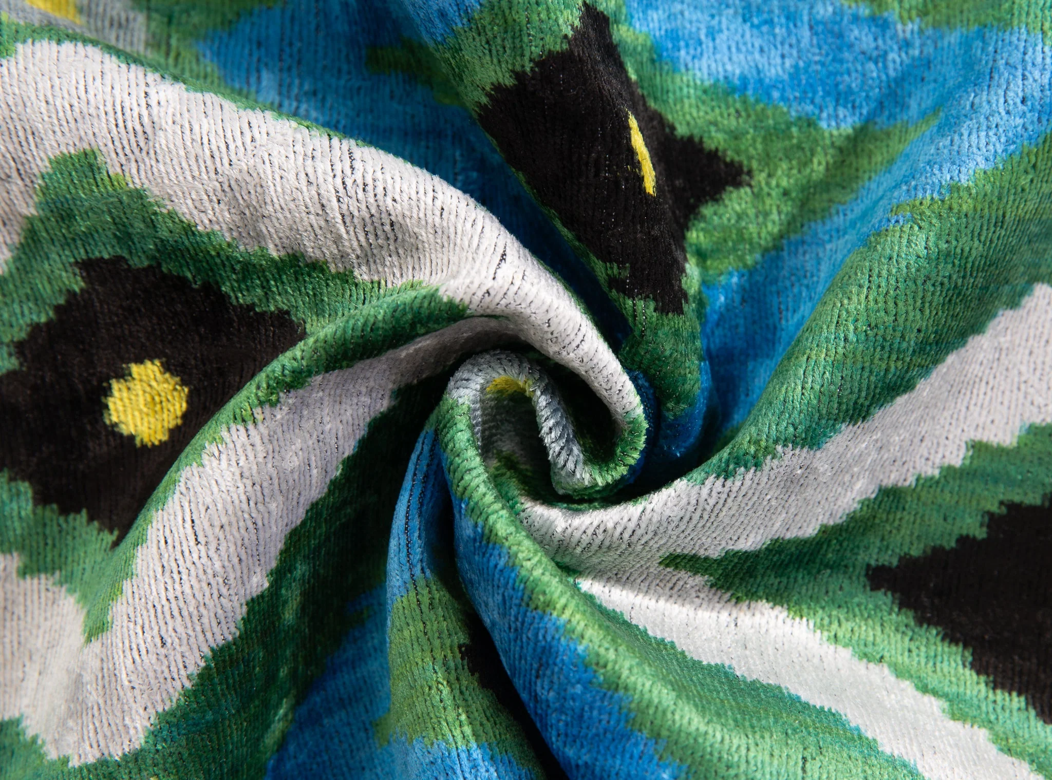 Handmade Geometric Silk Velvet Throw Pillow - 16x24 with Premium Down Feather Insert, Green Blue  Modern Design for Sofa, Couch, Bed Decor - Image 2
