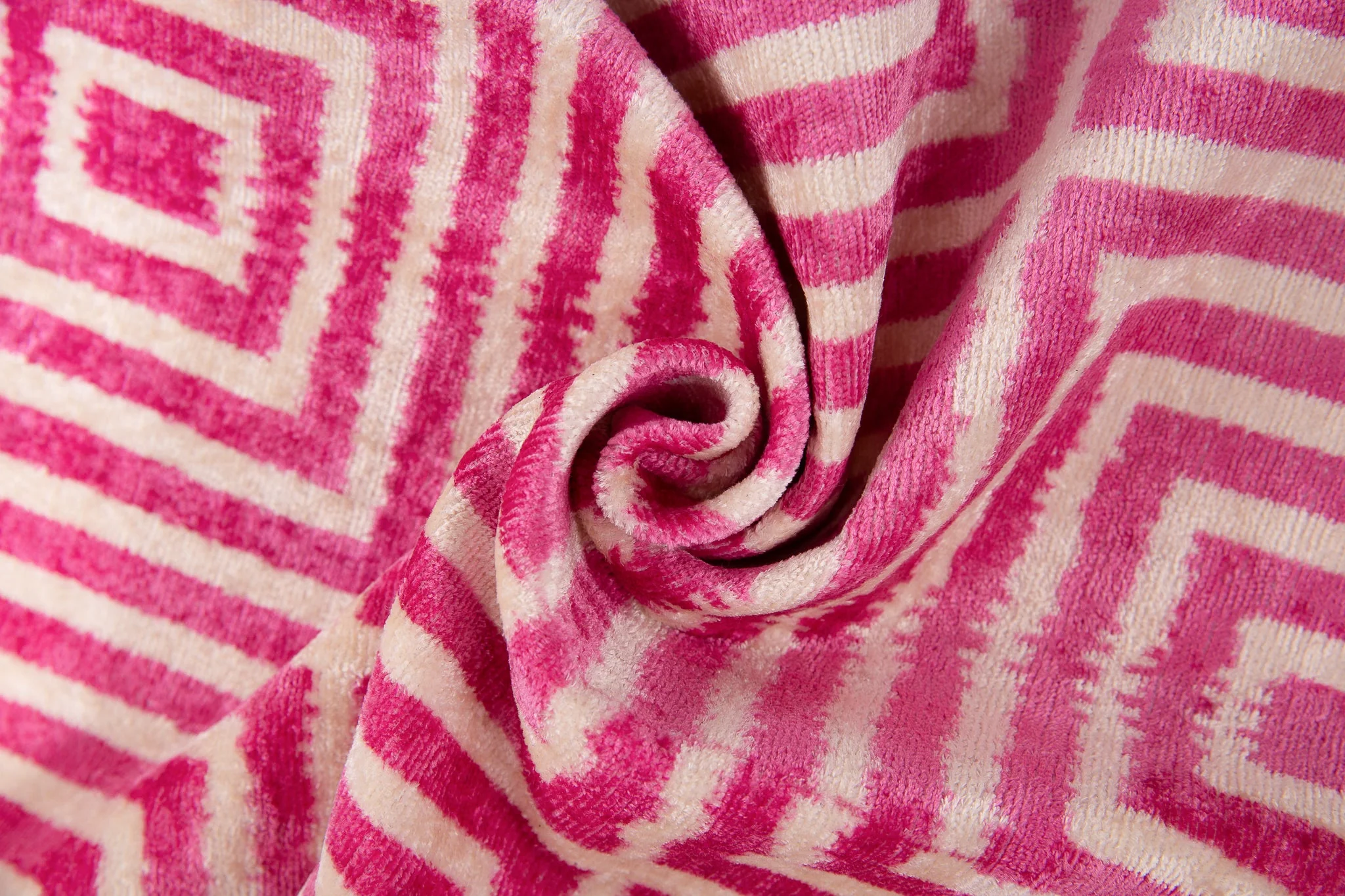 Handmade Geometric Silk Velvet Throw Pillow - 16x24 with Premium Down Feather Insert, Hidden Zipper - Chic Pink and Beige Modern Design for Sofa, Couch, Bed Decor - Image 2