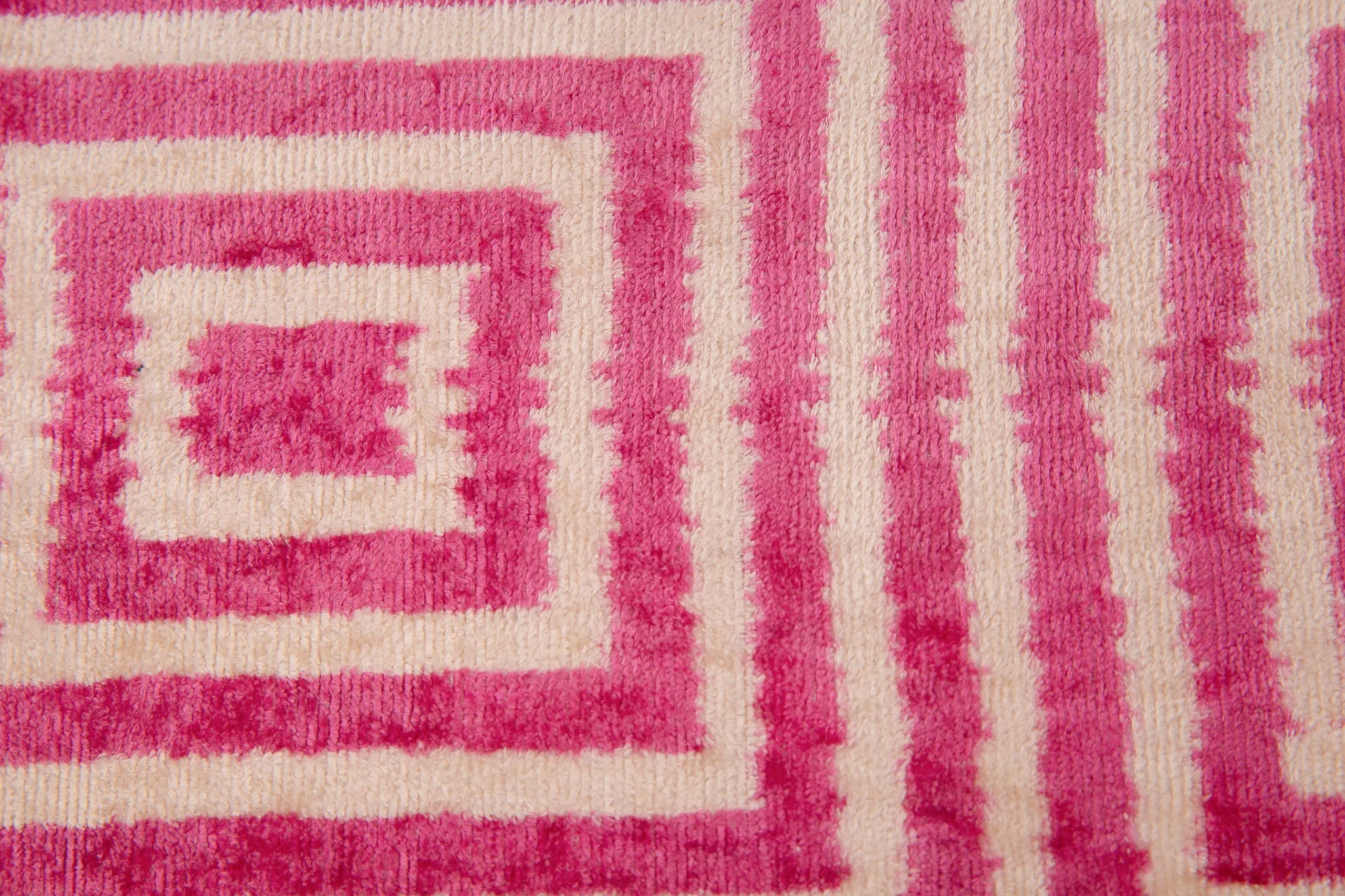 Handmade Geometric Silk Velvet Throw Pillow - 16x24 with Premium Down Feather Insert, Hidden Zipper - Chic Pink and Beige Modern Design for Sofa, Couch, Bed Decor - Image 4