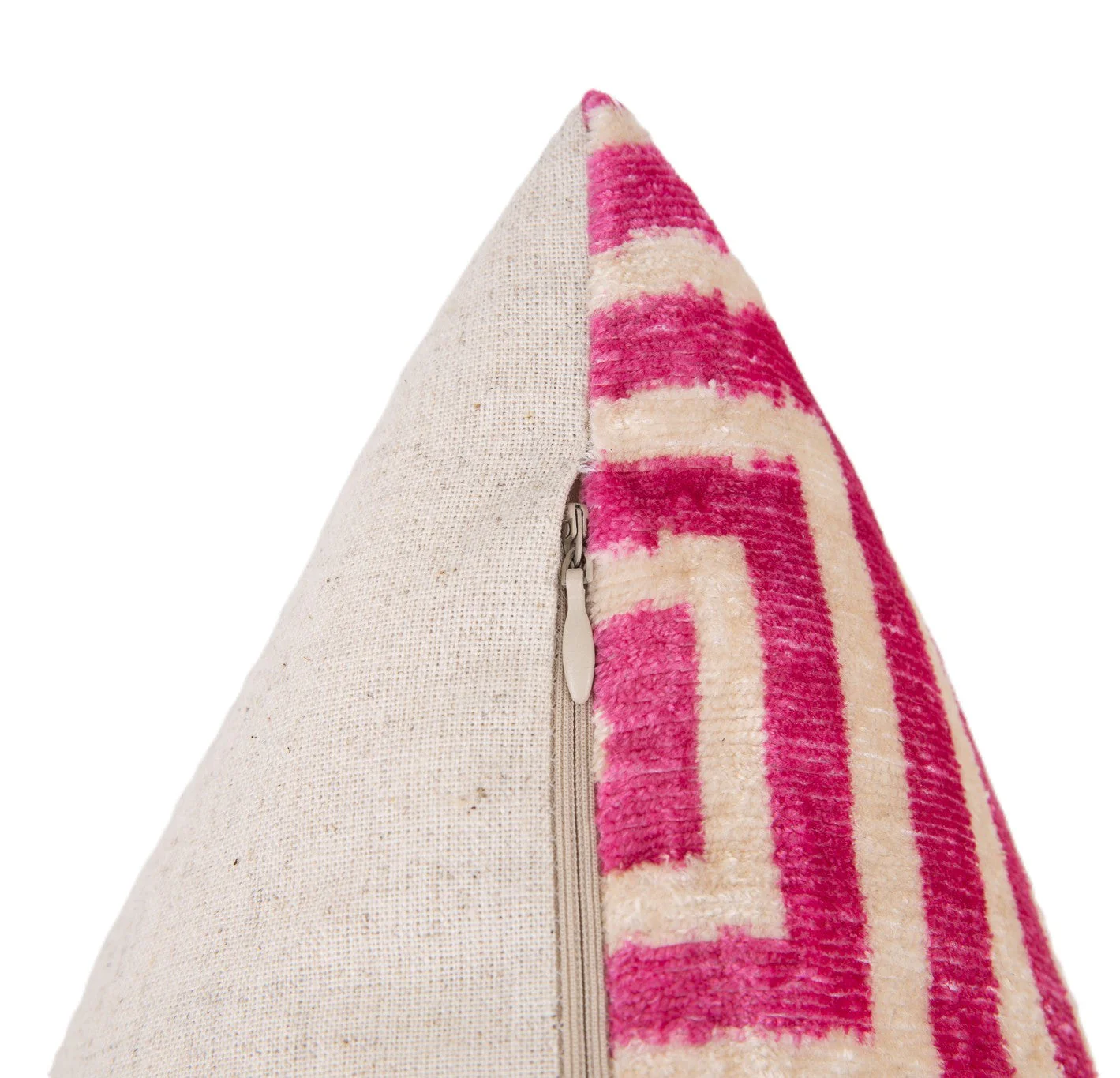 Handmade Geometric Silk Velvet Throw Pillow - 16x24 with Premium Down Feather Insert, Hidden Zipper - Chic Pink and Beige Modern Design for Sofa, Couch, Bed Decor - Image 5