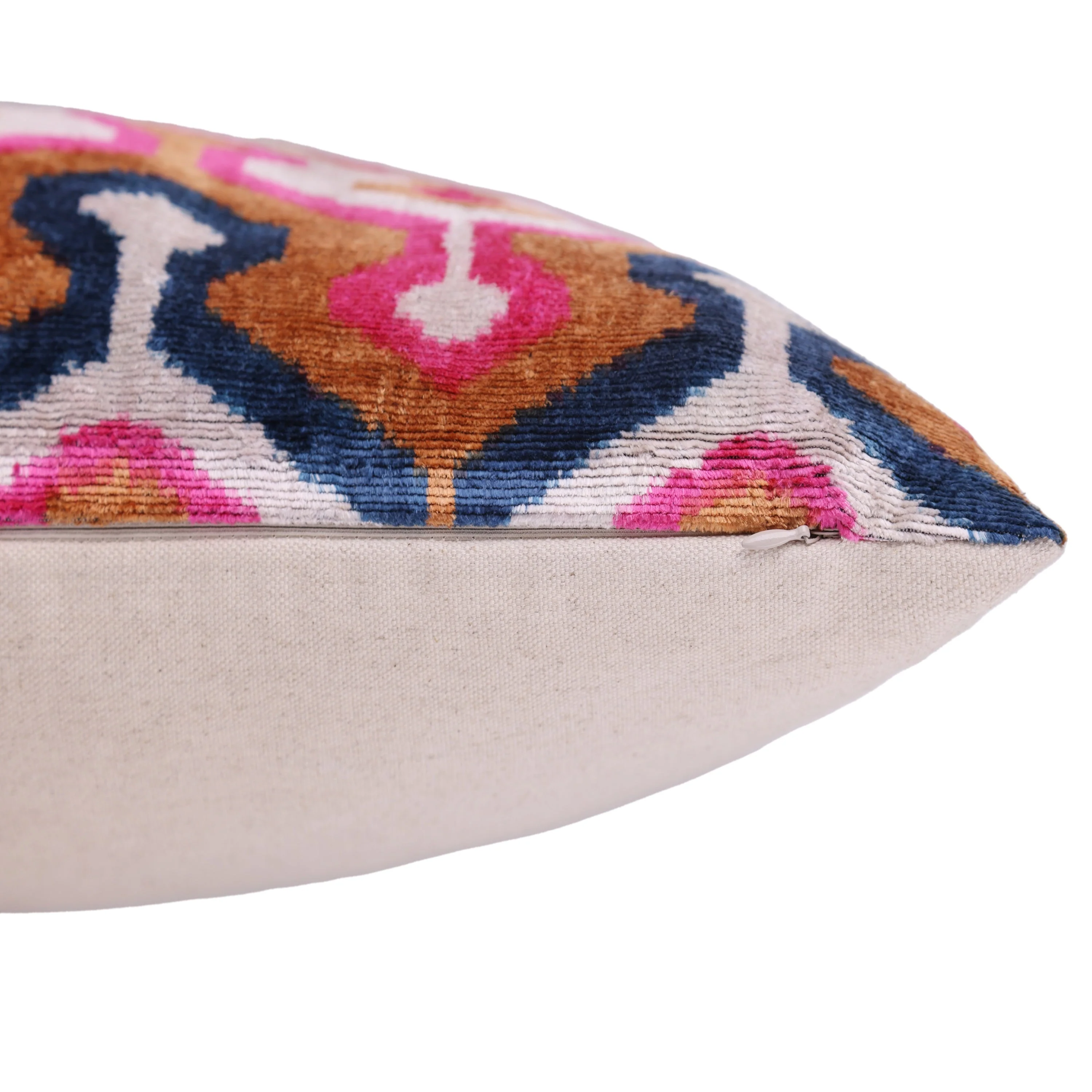 Handmade Geometric Velvet Pillow – 20x20" Pink & Gold Silk Cushion - Image 6