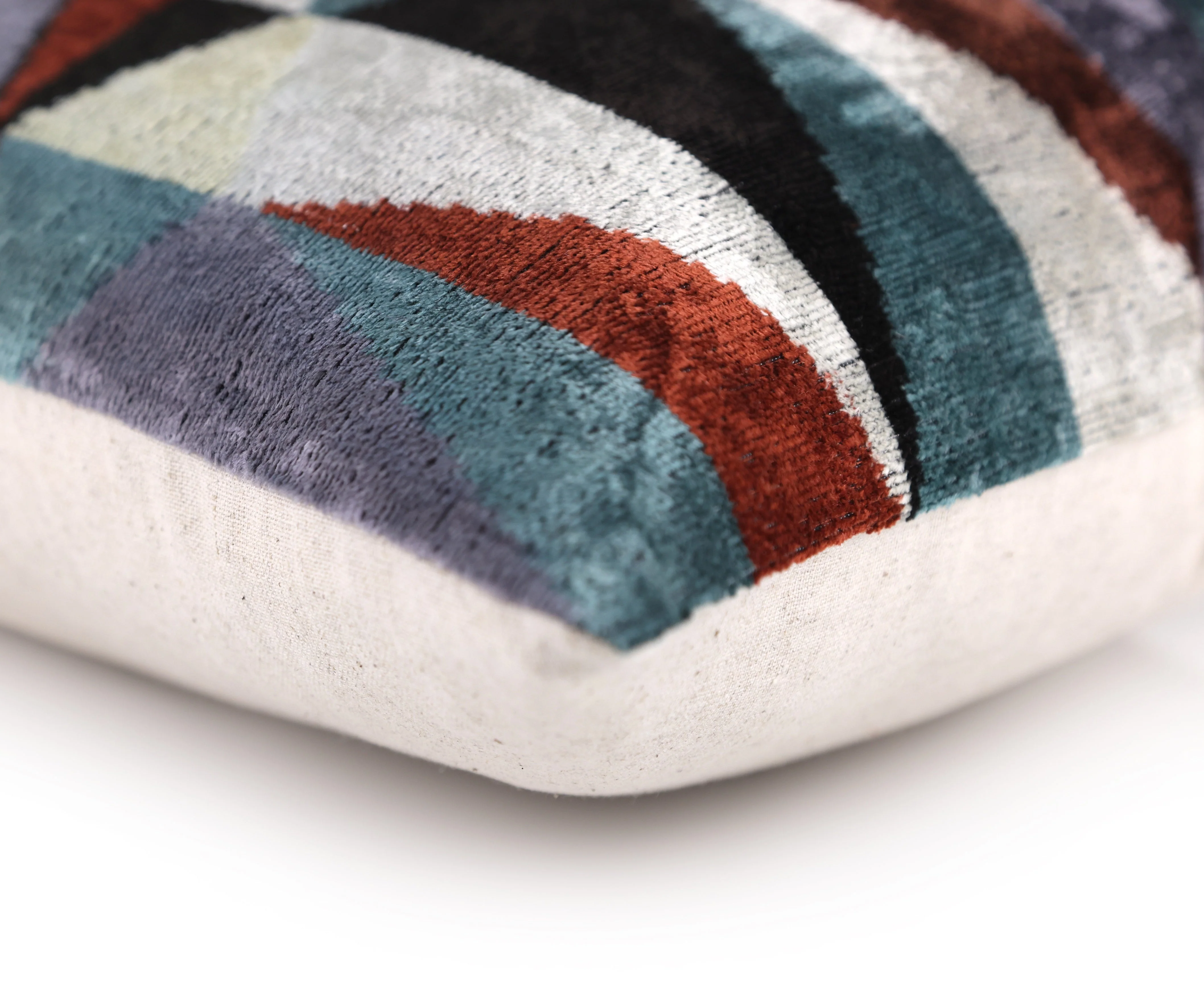 Handmade Geometric Velvet Throw Pillow – 16x16 Inch – Triangle Pattern - Image 8