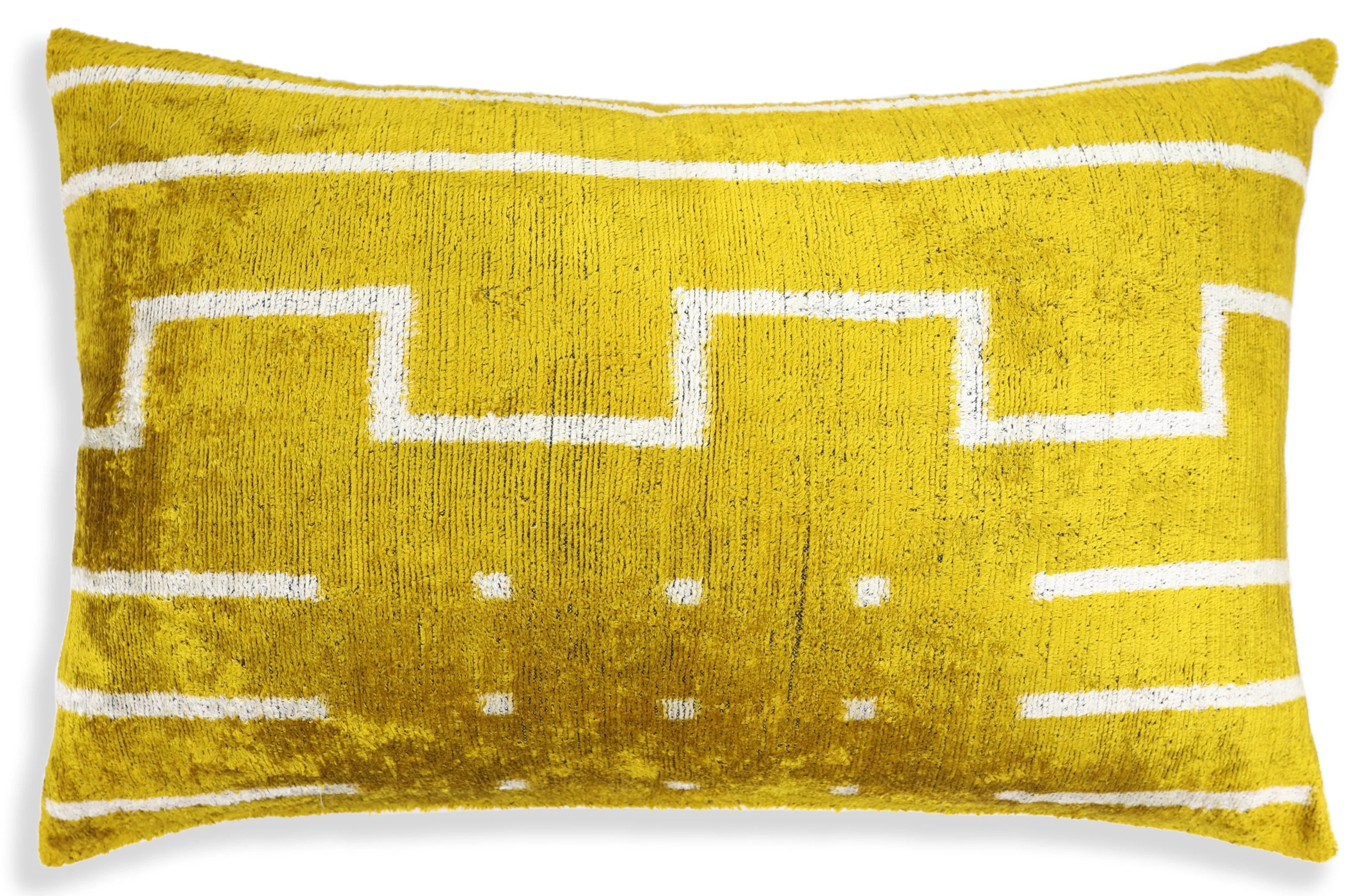 Handmade Mustard Yellow Velvet Lumbar Pillow 16x24 – Modern Geometric Designer Cushion - Image 5