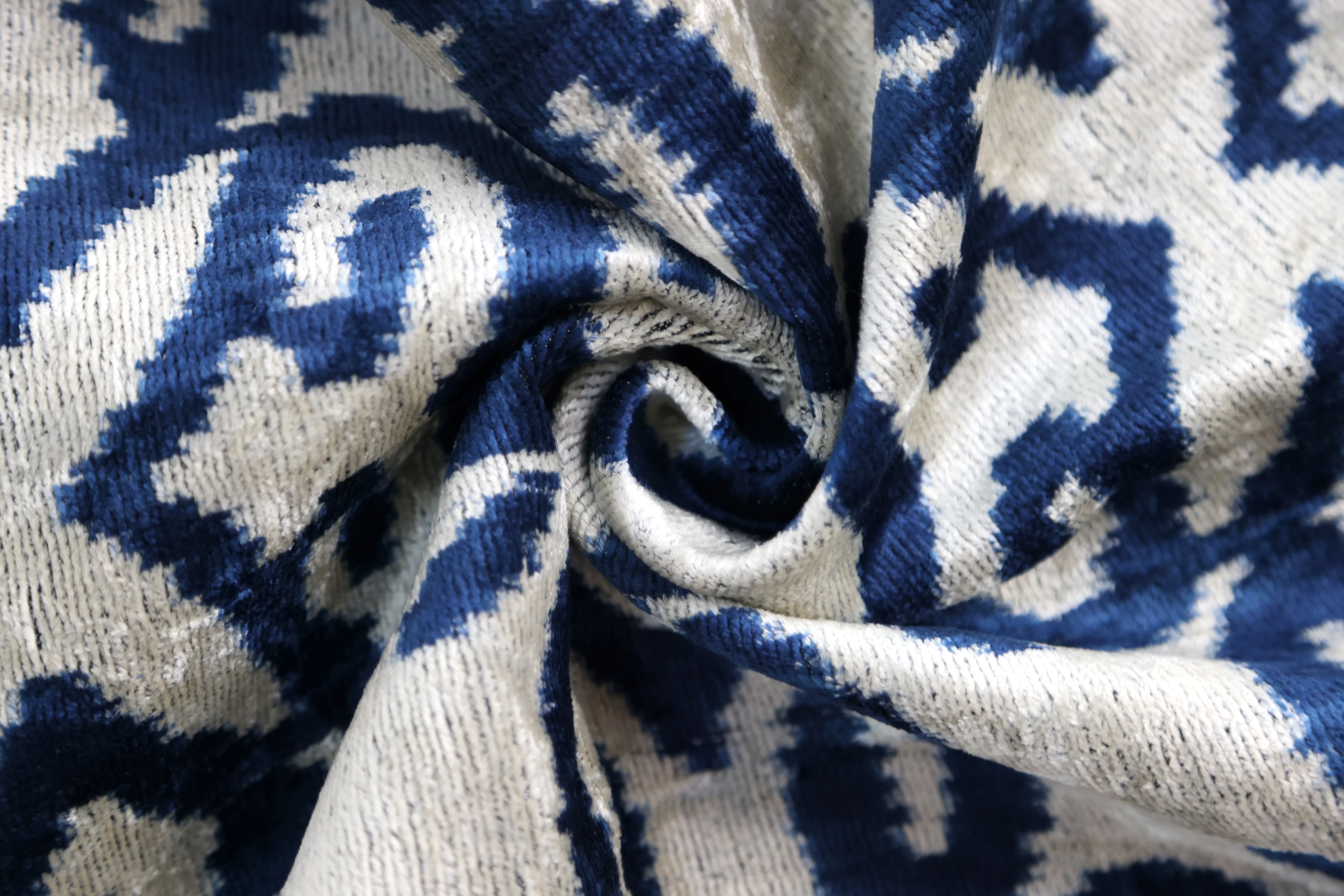 Handmade Navy Ikat Velvet Pillow – 16x24" Silk Accent Cushion - Image 2