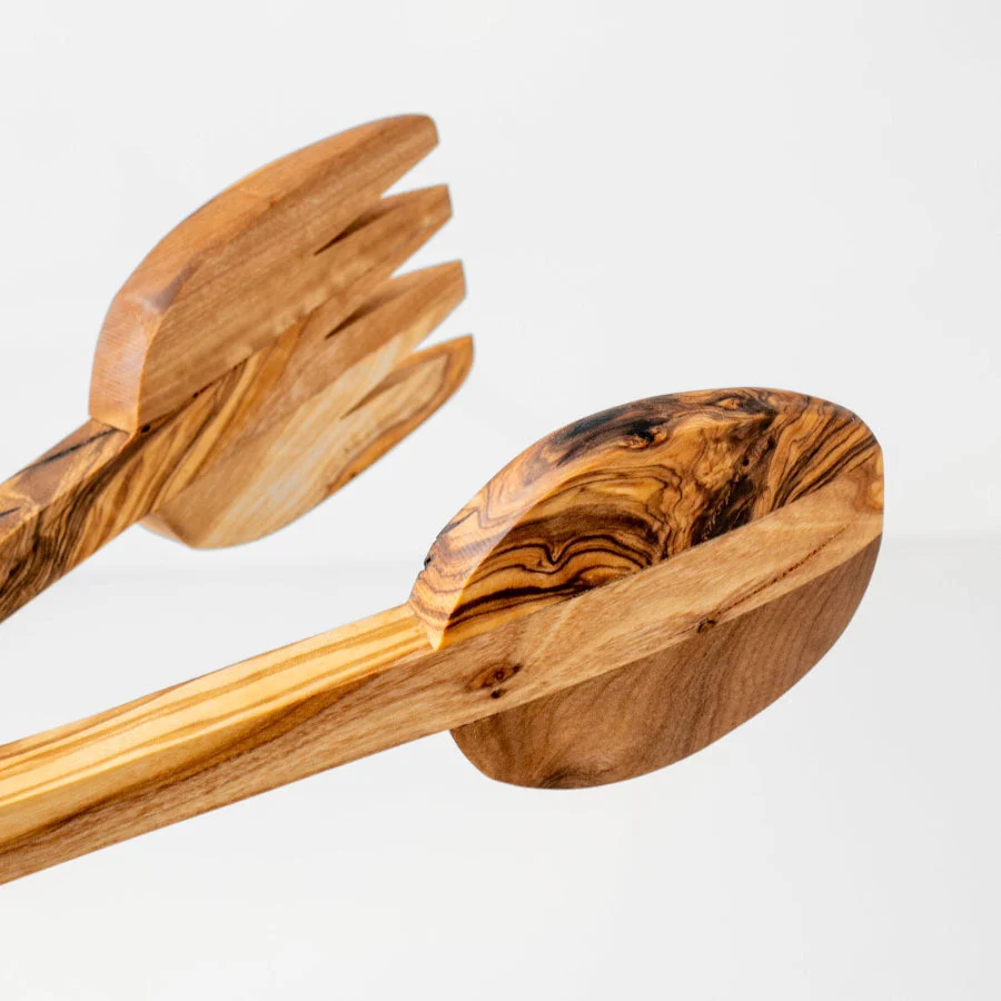 Handmade Olive Wood Salad Tongs | Eco-Friendly Serving Utensils - Image 2