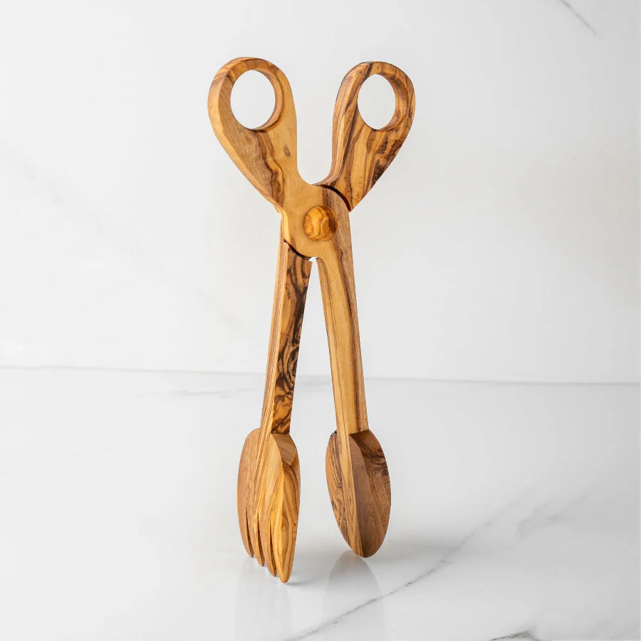 Handmade Olive Wood Salad Tongs | Eco-Friendly Serving Utensils - Image 3