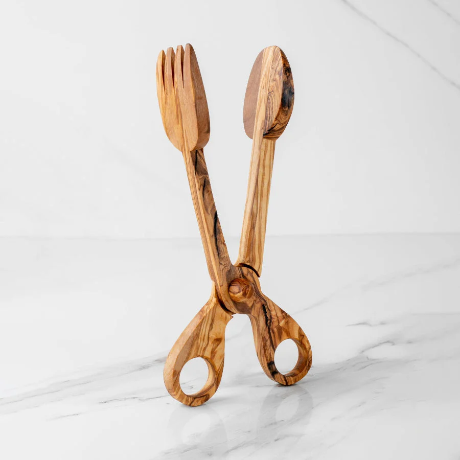 Handmade Olive Wood Salad Tongs | Eco-Friendly Serving Utensils - Image 4