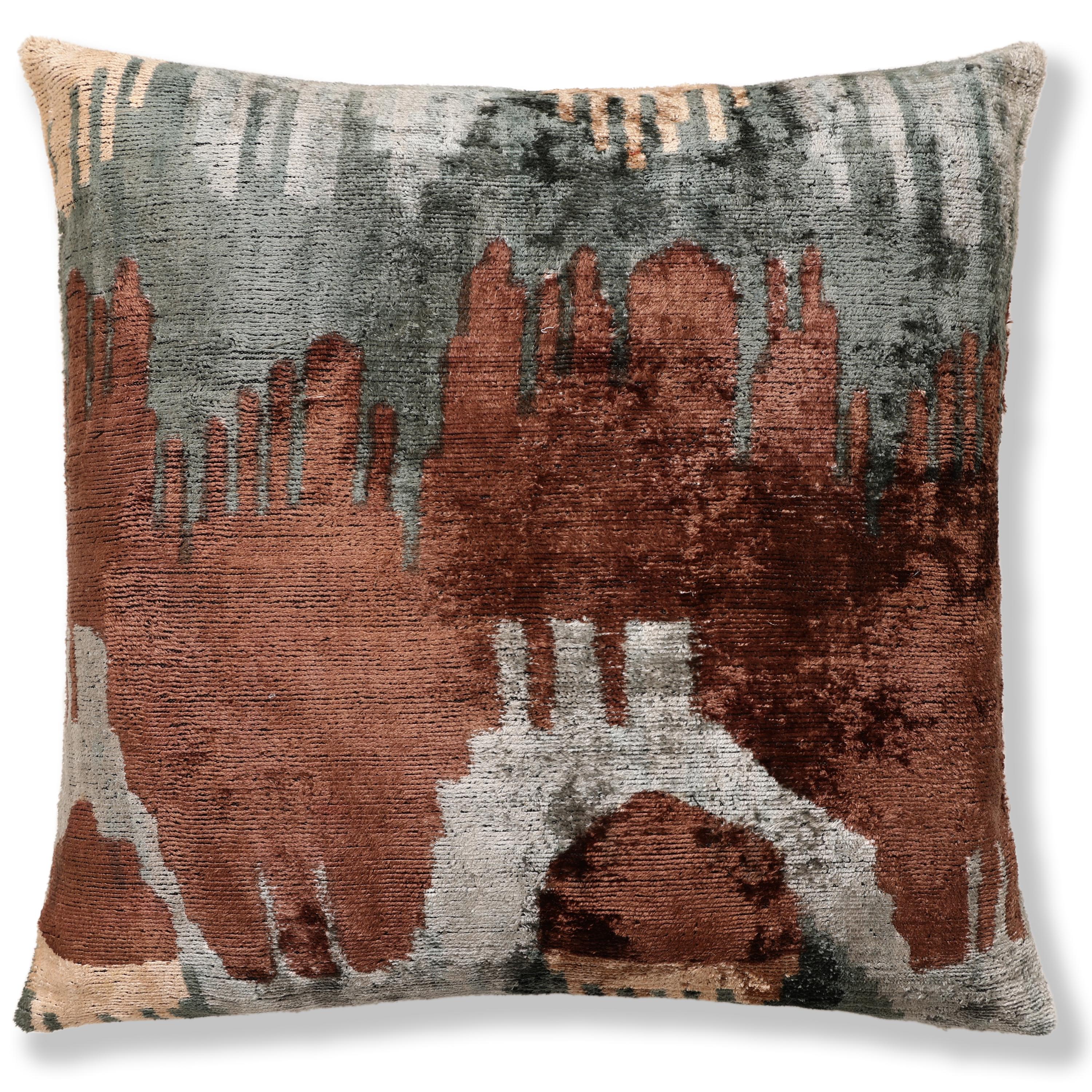 Handmade Organic Silk Velvet Pillow 20x20 | Earthy Modern Design - Image 5