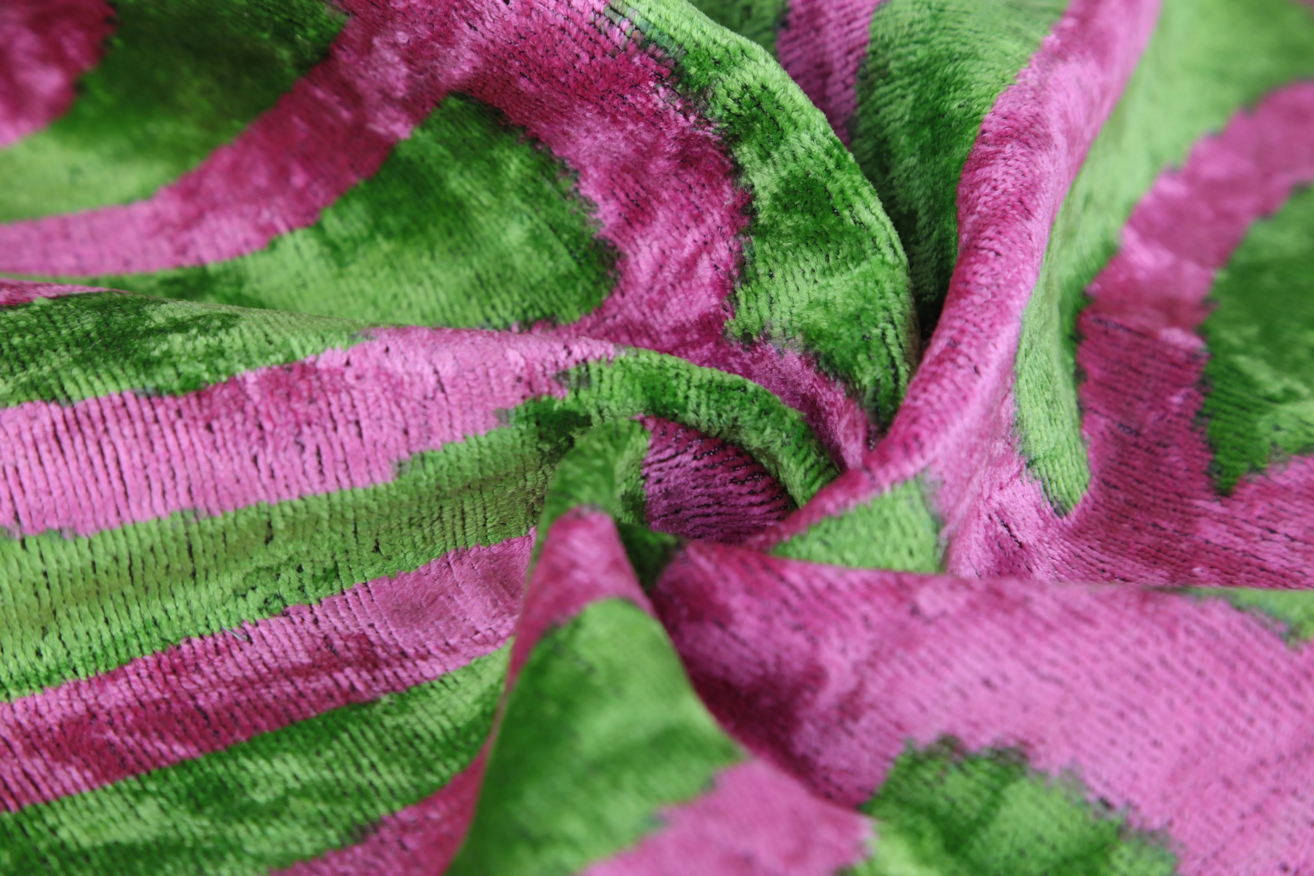 Handmade Pink & Green Ikat Velvet Throw Pillow – 16x24 Luxury Accent - Image 2