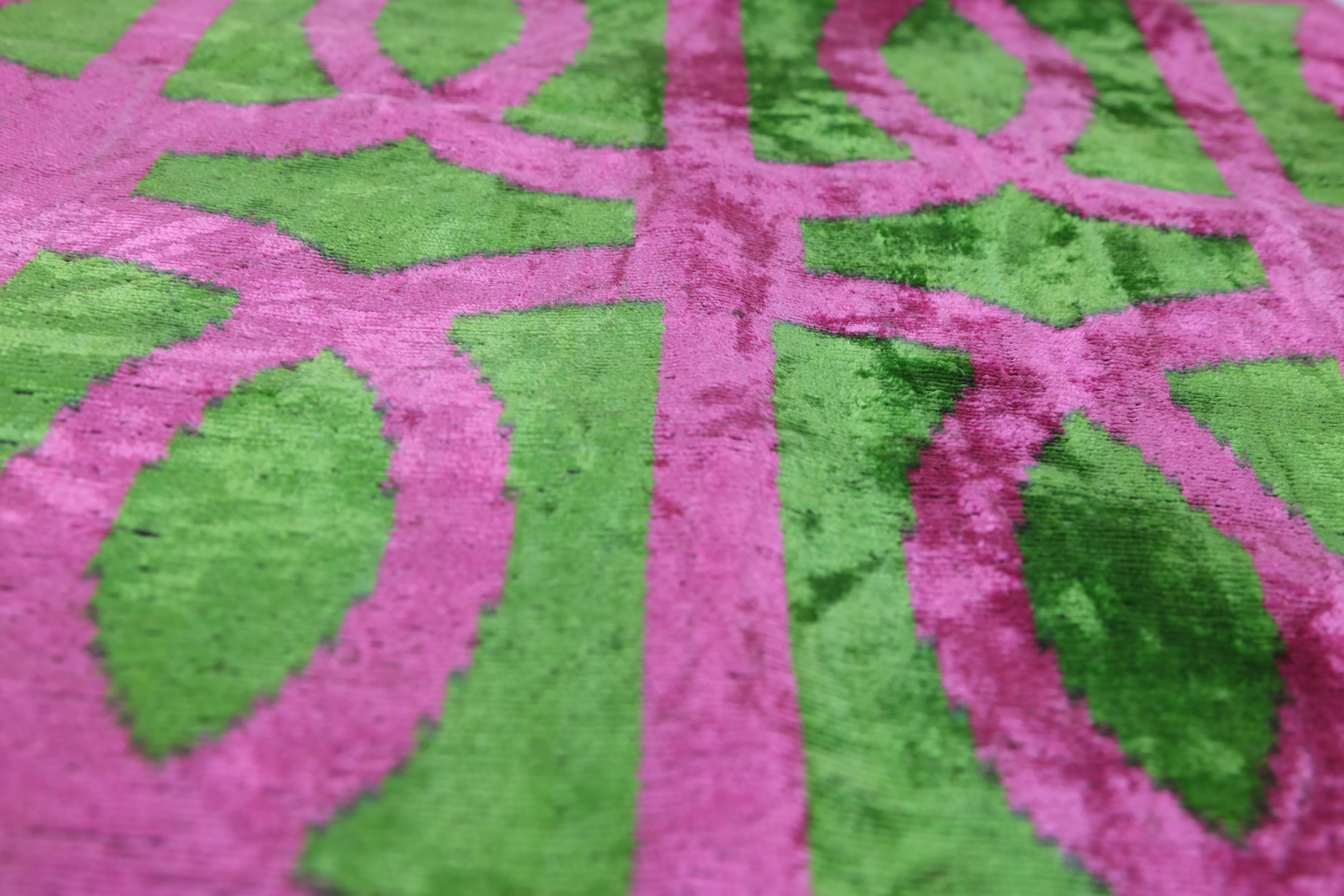 Handmade Pink & Green Ikat Velvet Throw Pillow – 16x24 Luxury Accent - Image 6