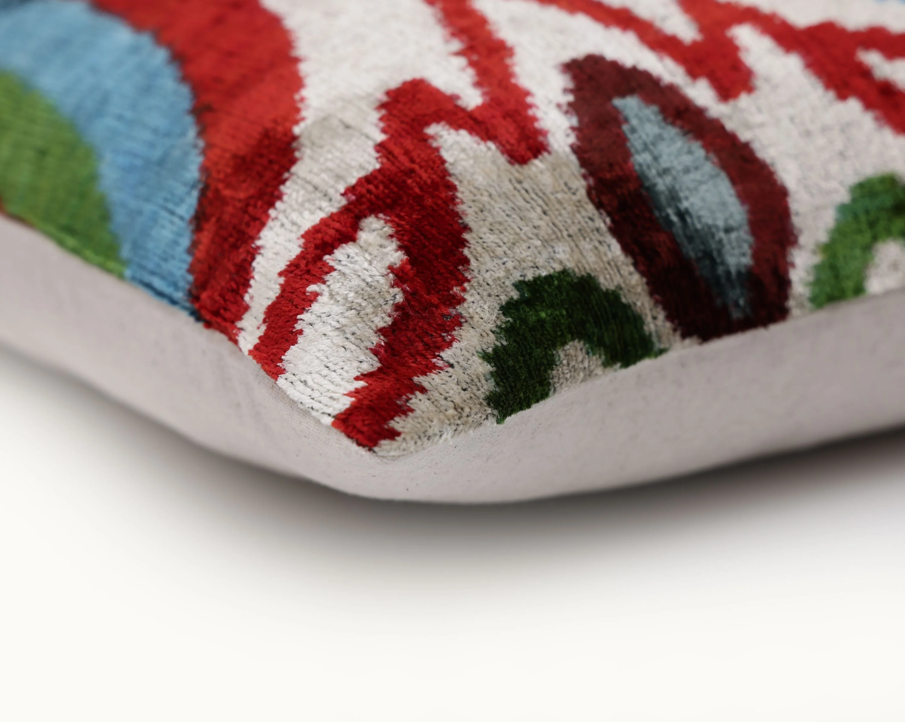 Handmade Silk Velvet Pillow 20x20 – Multicolor Ikat Circle Designer Cushion - Image 8