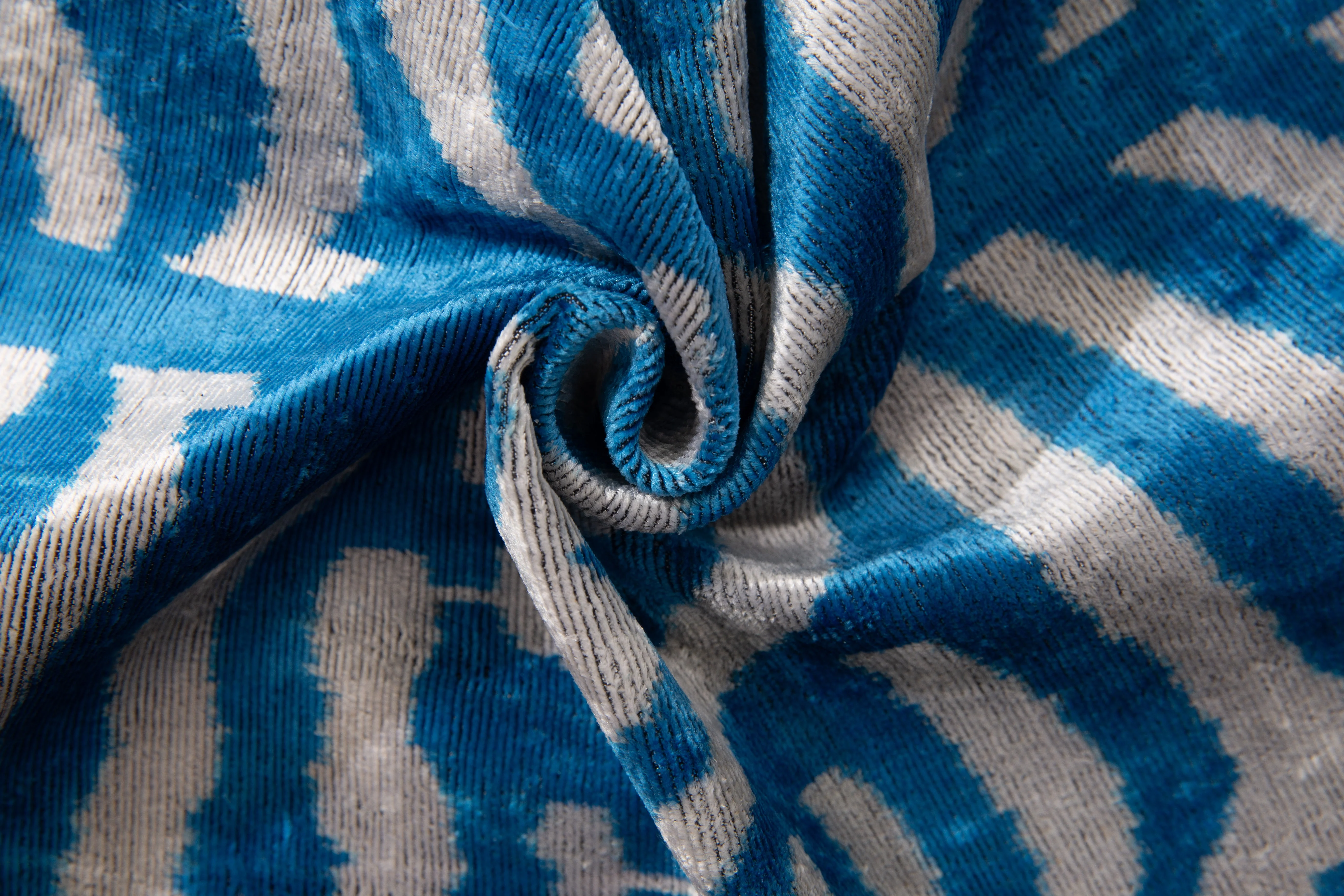 Handmade Silk Velvet Throw Pillow - 16x24 with Premium Down Feather Insert, Hidden Zipper - Blue and White Tiger Print Design for Sofa, Couch, Bed Decor - Image 2