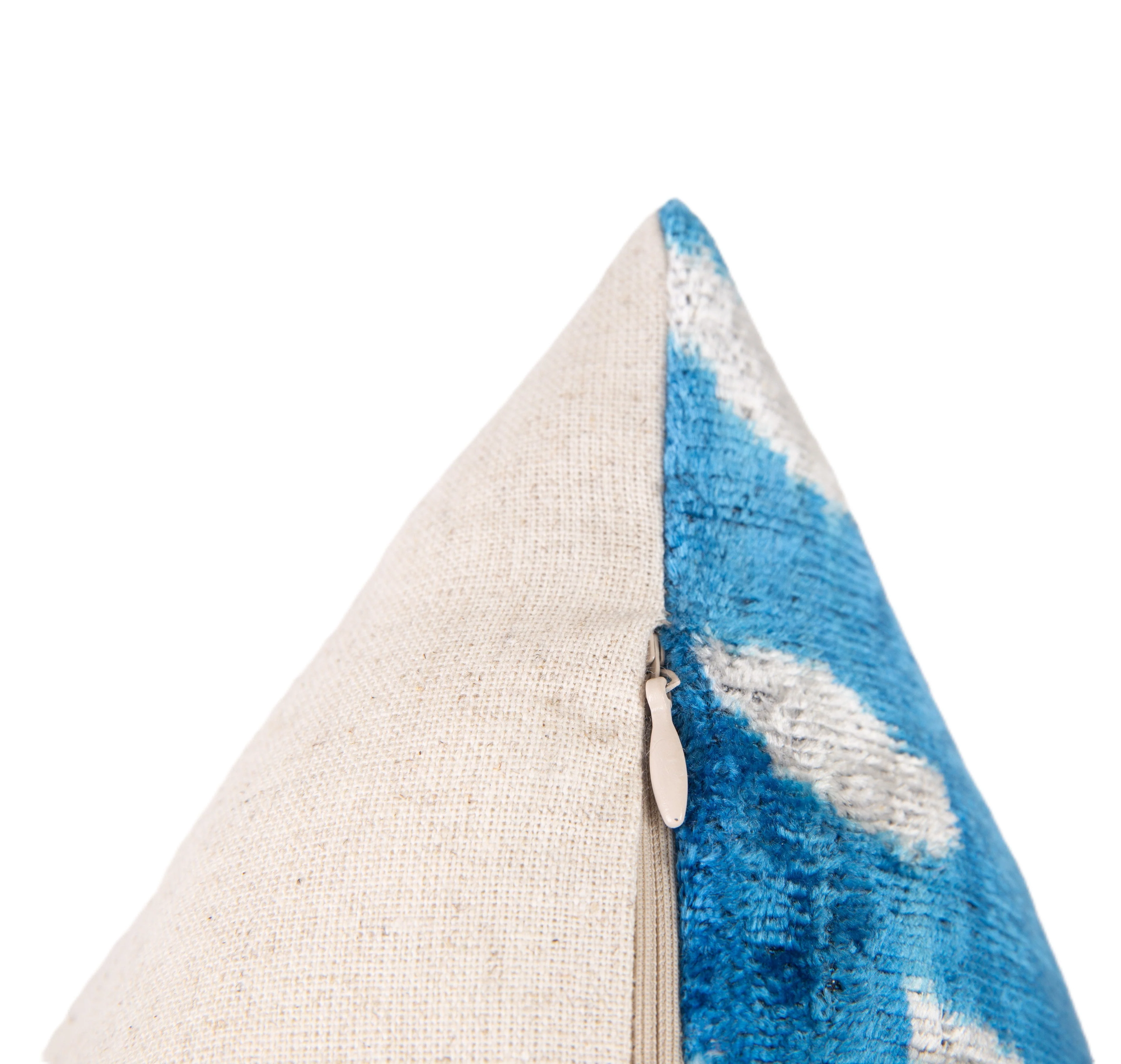 Handmade Silk Velvet Throw Pillow - 16x24 with Premium Down Feather Insert, Hidden Zipper - Blue and White Tiger Print Design for Sofa, Couch, Bed Decor - Image 5