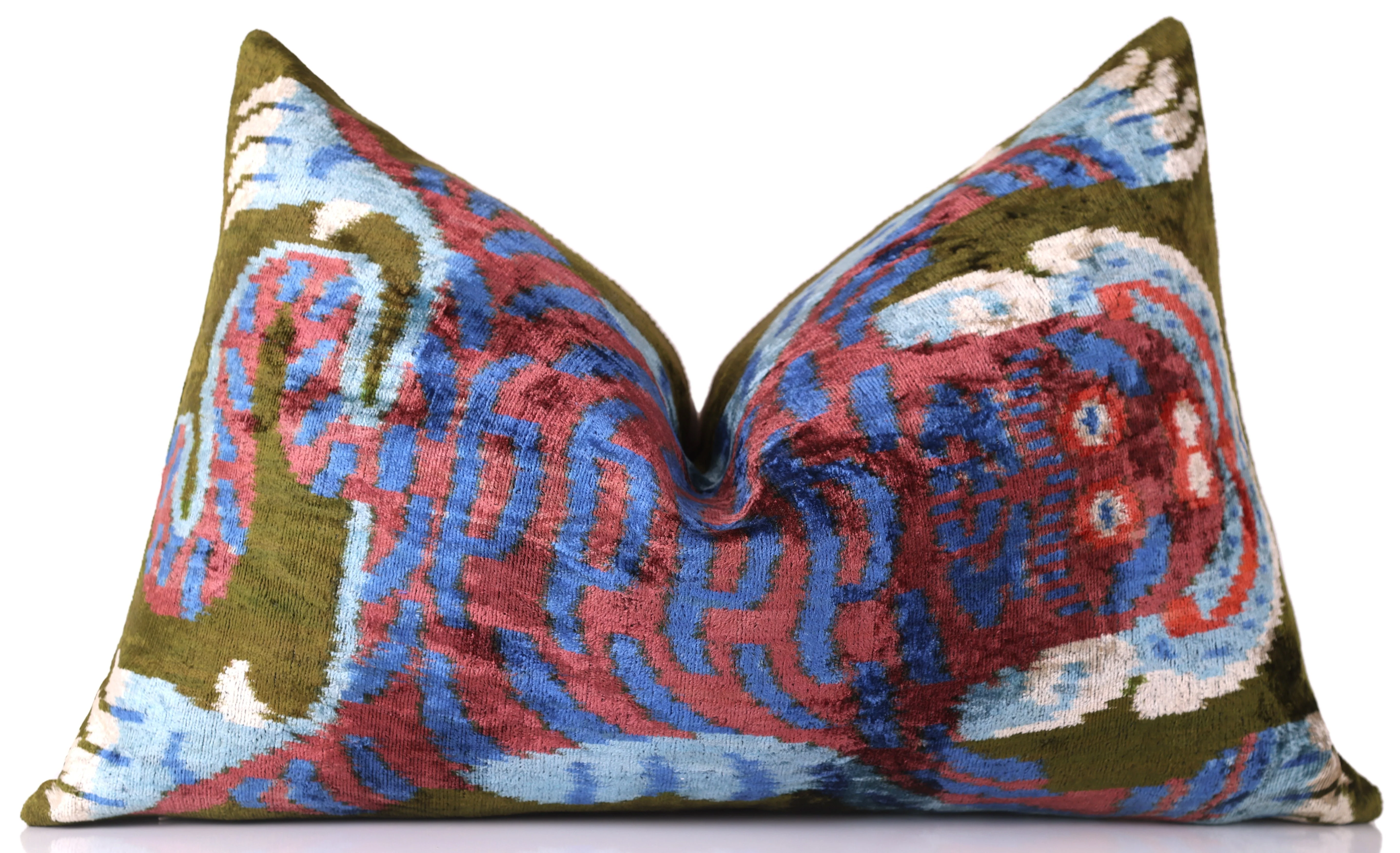 Handmade Silk Velvet Tiger Pillow – 16x24" Luxury Ikat Accent - Image 5