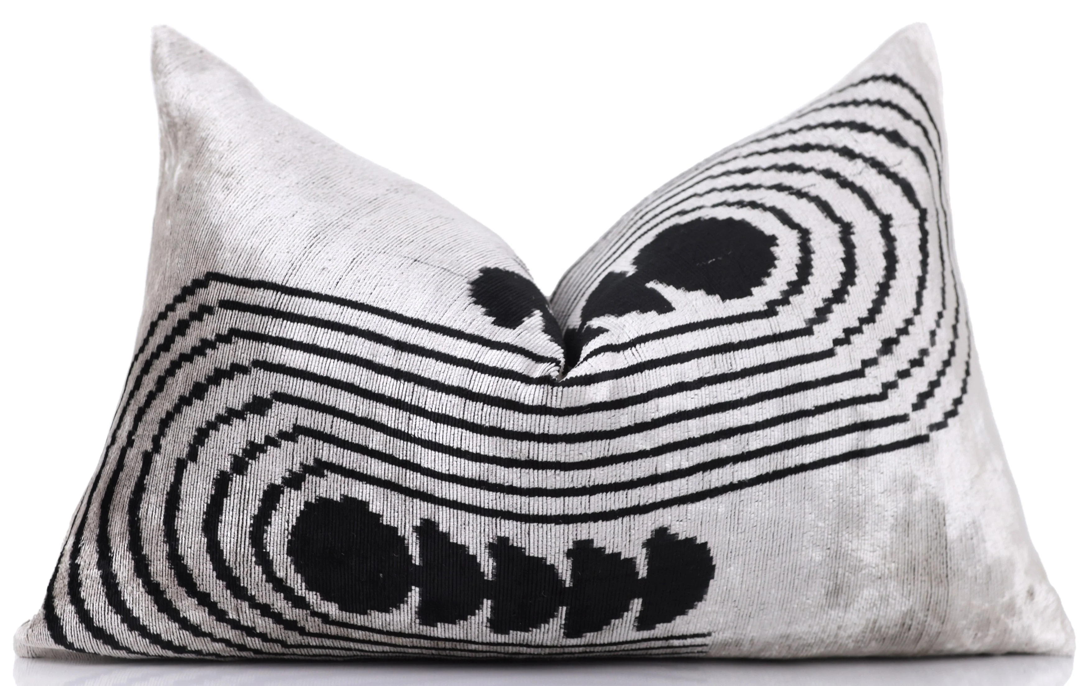 Handmade Silver Black Velvet Lumbar Pillow 16x24 – Modern Geometric Designer Cushion - Image 5