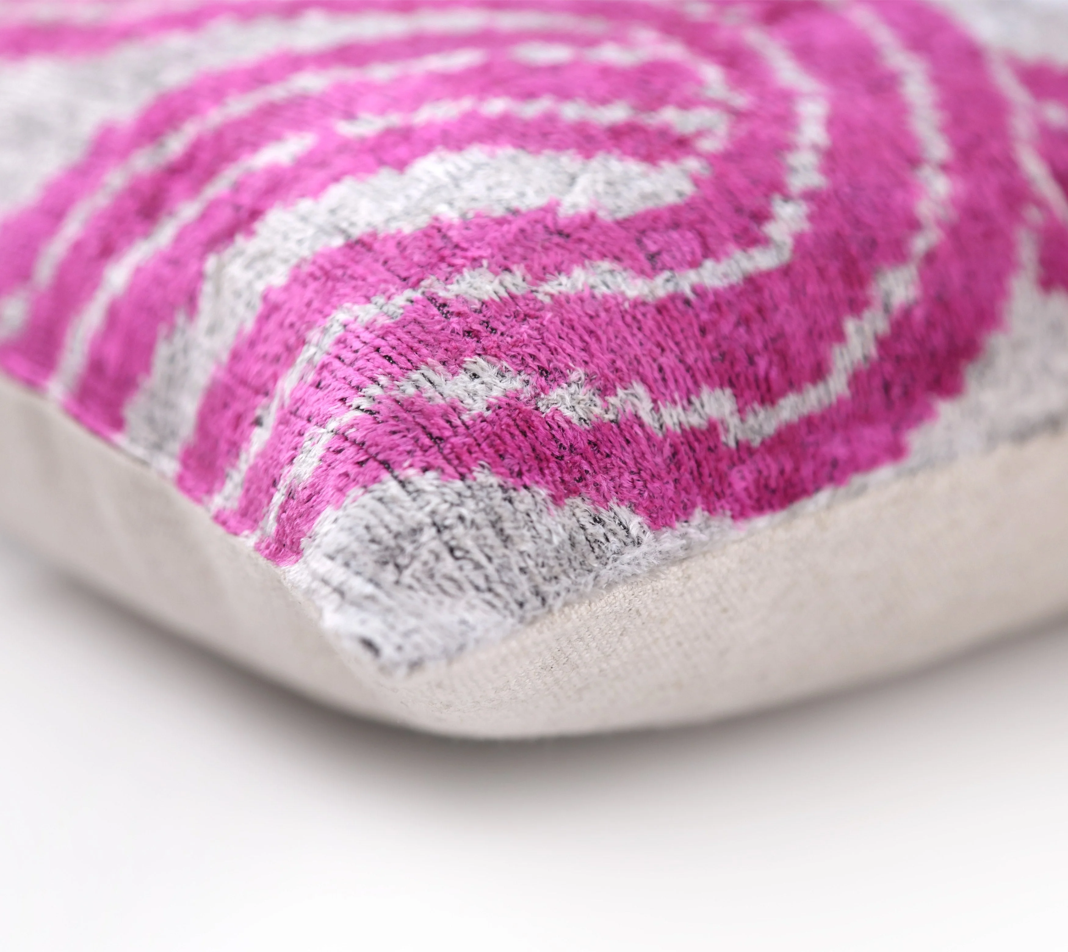 Handmade Silver & Pink Fuchsia Velvet Lumbar Pillow 16x24 – Modern Abstract Designer Cushion - Image 8