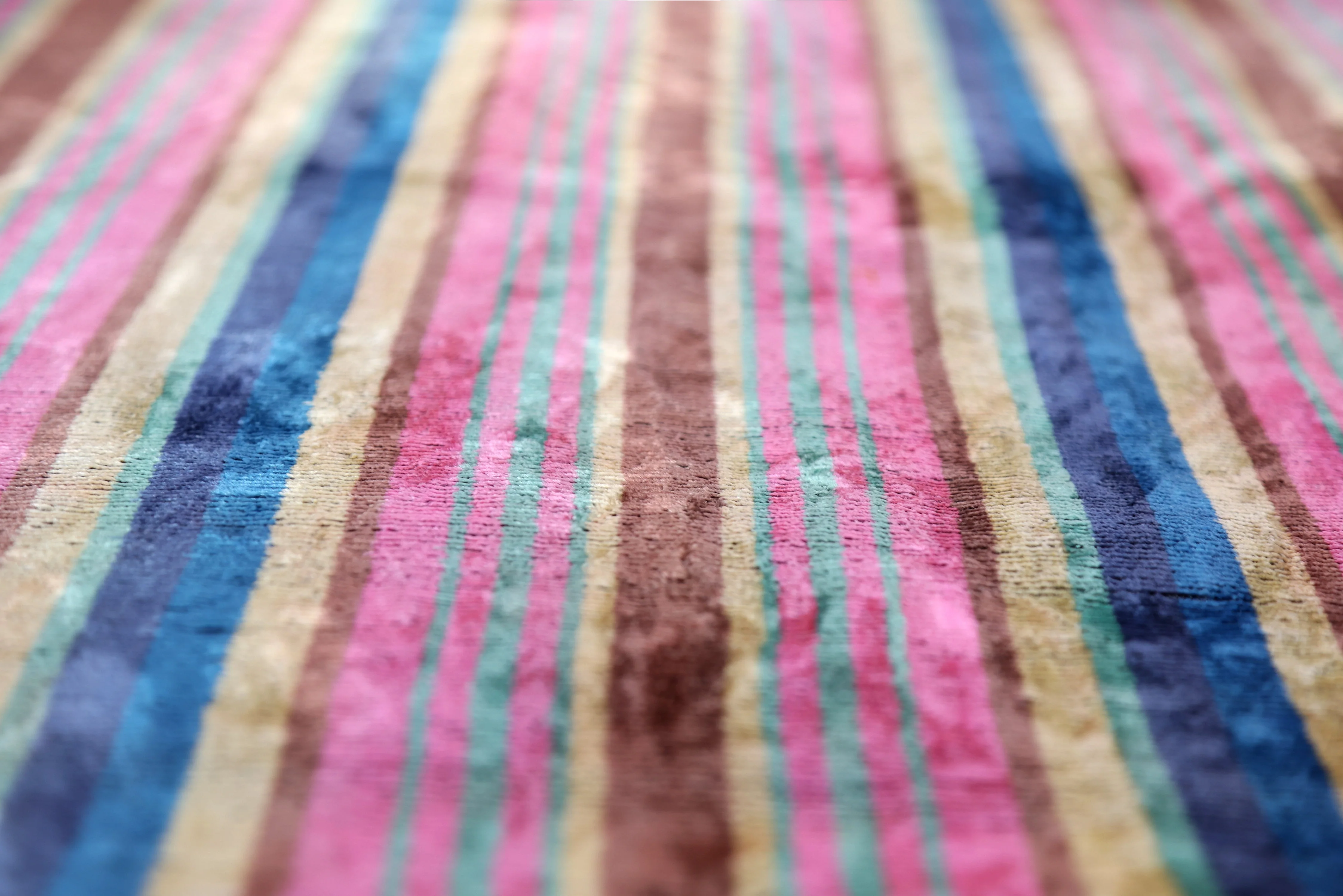 Handmade Striped Velvet Pillow – 16x24" Colorful Silk Cushion - Image 3
