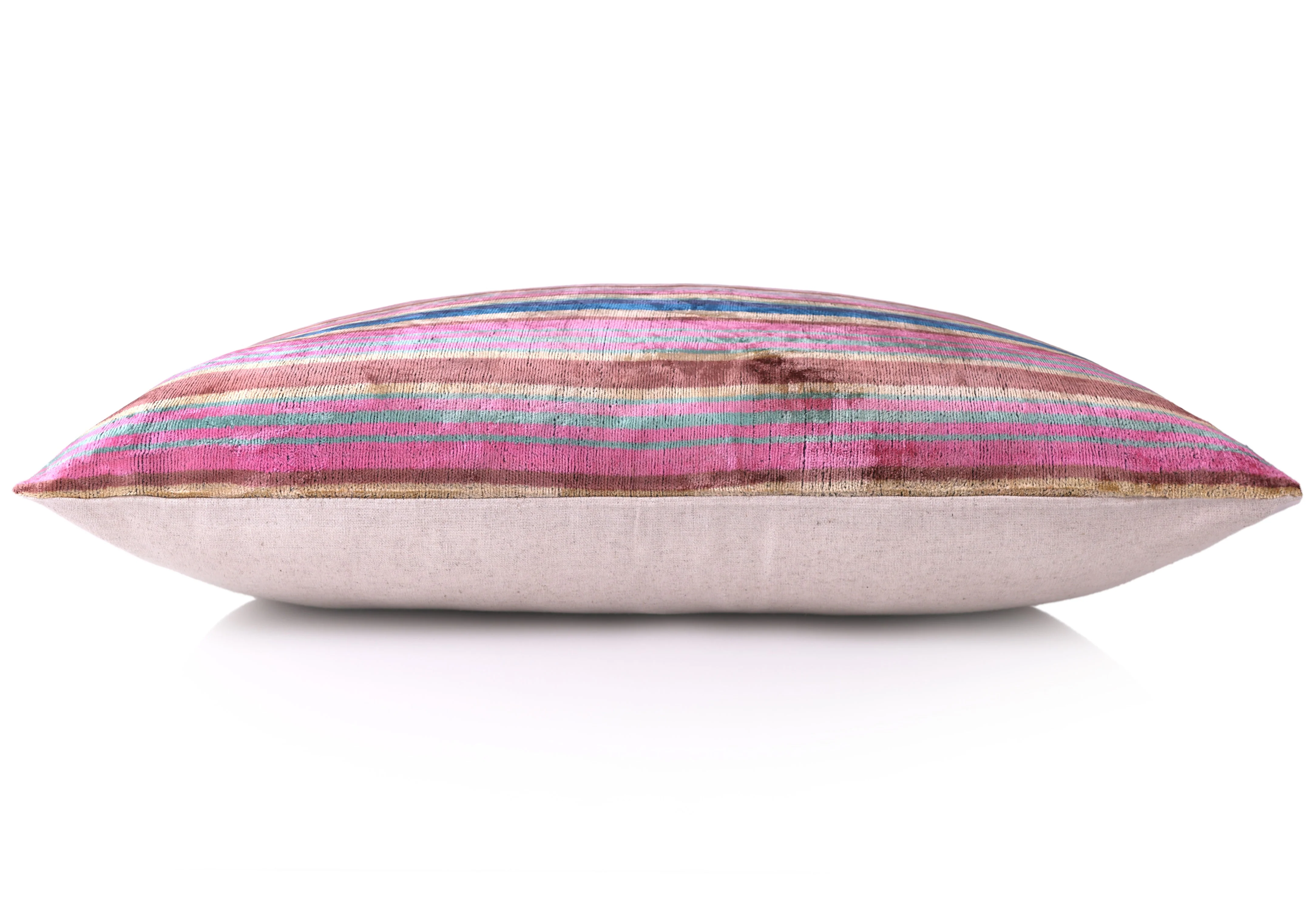 Handmade Striped Velvet Pillow – 16x24" Colorful Silk Cushion - Image 4