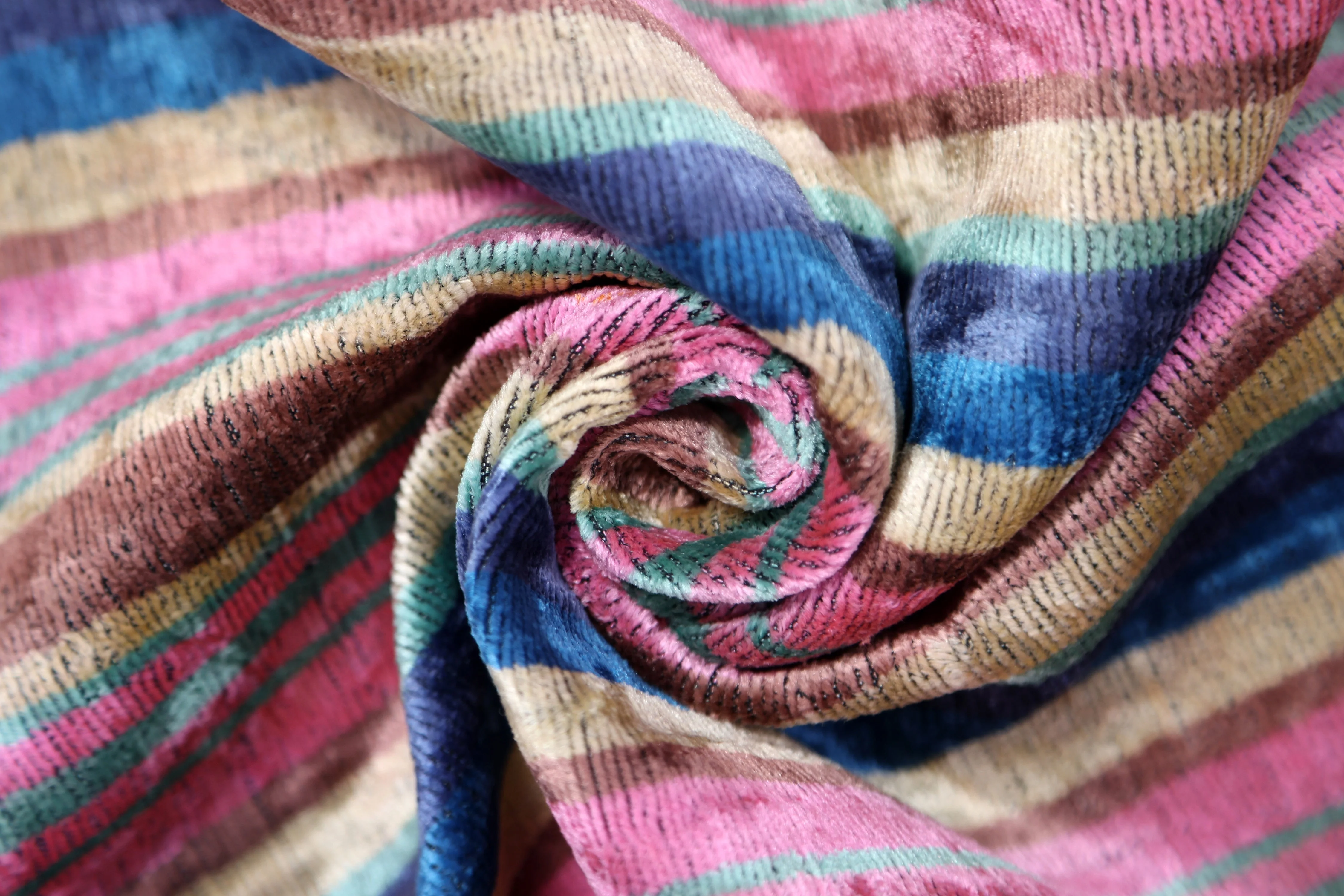 Handmade Striped Velvet Pillow – 16x24" Colorful Silk Cushion - Image 7