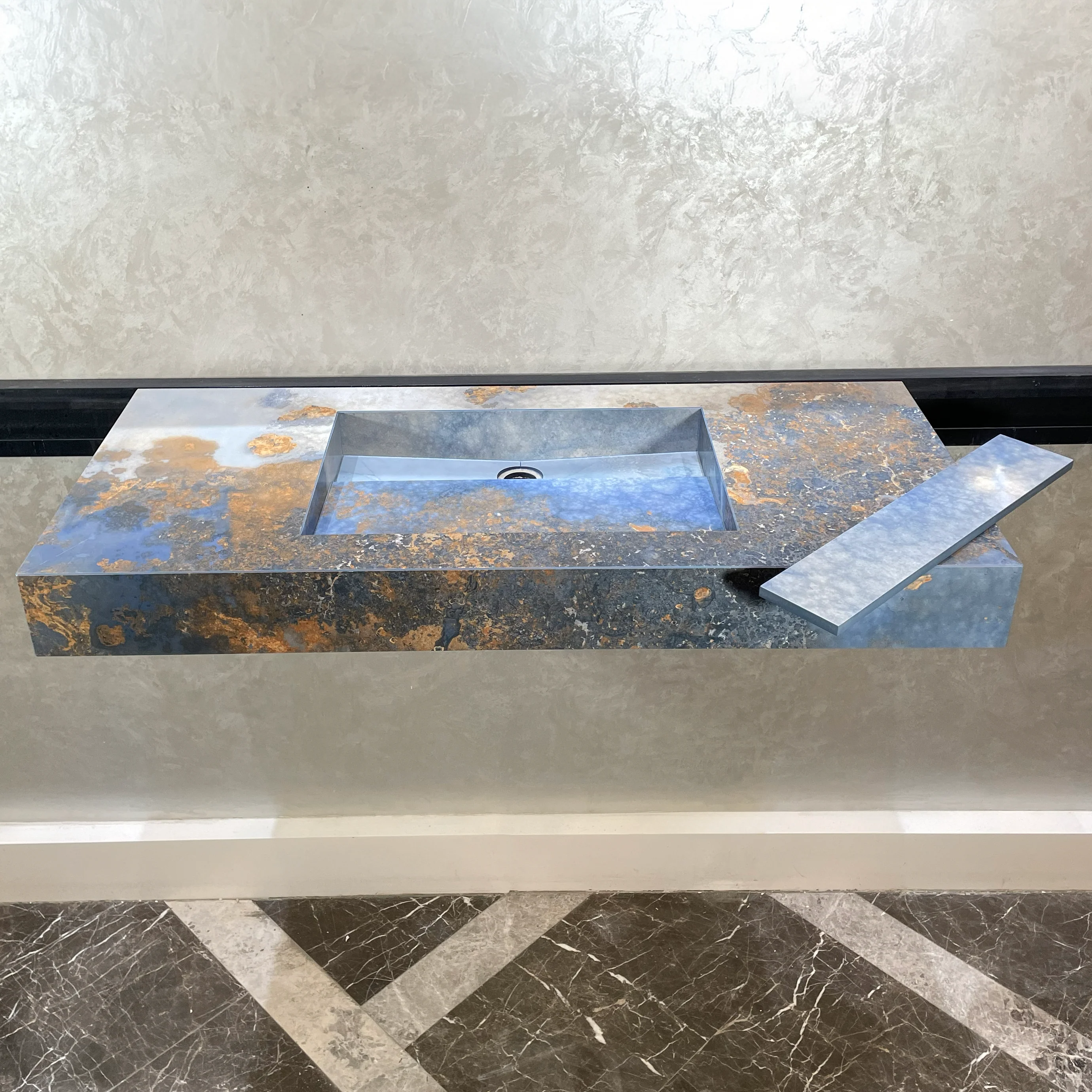 Handmade Thunderstorm Porcelain Sink: Marble Look, Custom Bathroom Vanity (ES-39) - Image 10