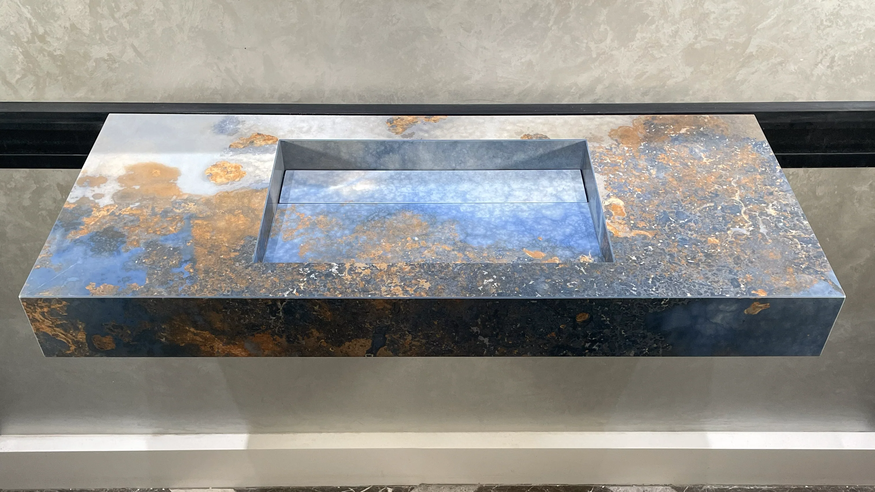 Handmade Thunderstorm Porcelain Sink: Marble Look, Custom Bathroom Vanity (ES-39) - Image 2