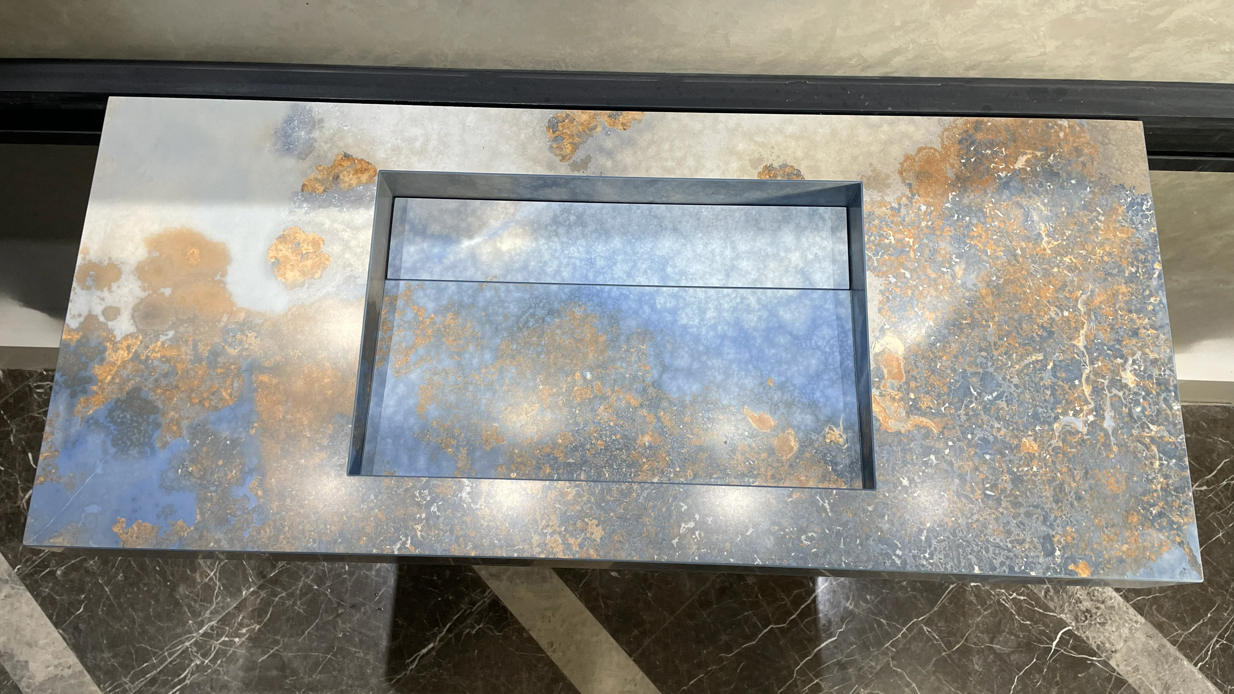 Handmade Thunderstorm Porcelain Sink: Marble Look, Custom Bathroom Vanity (ES-39) - Image 4