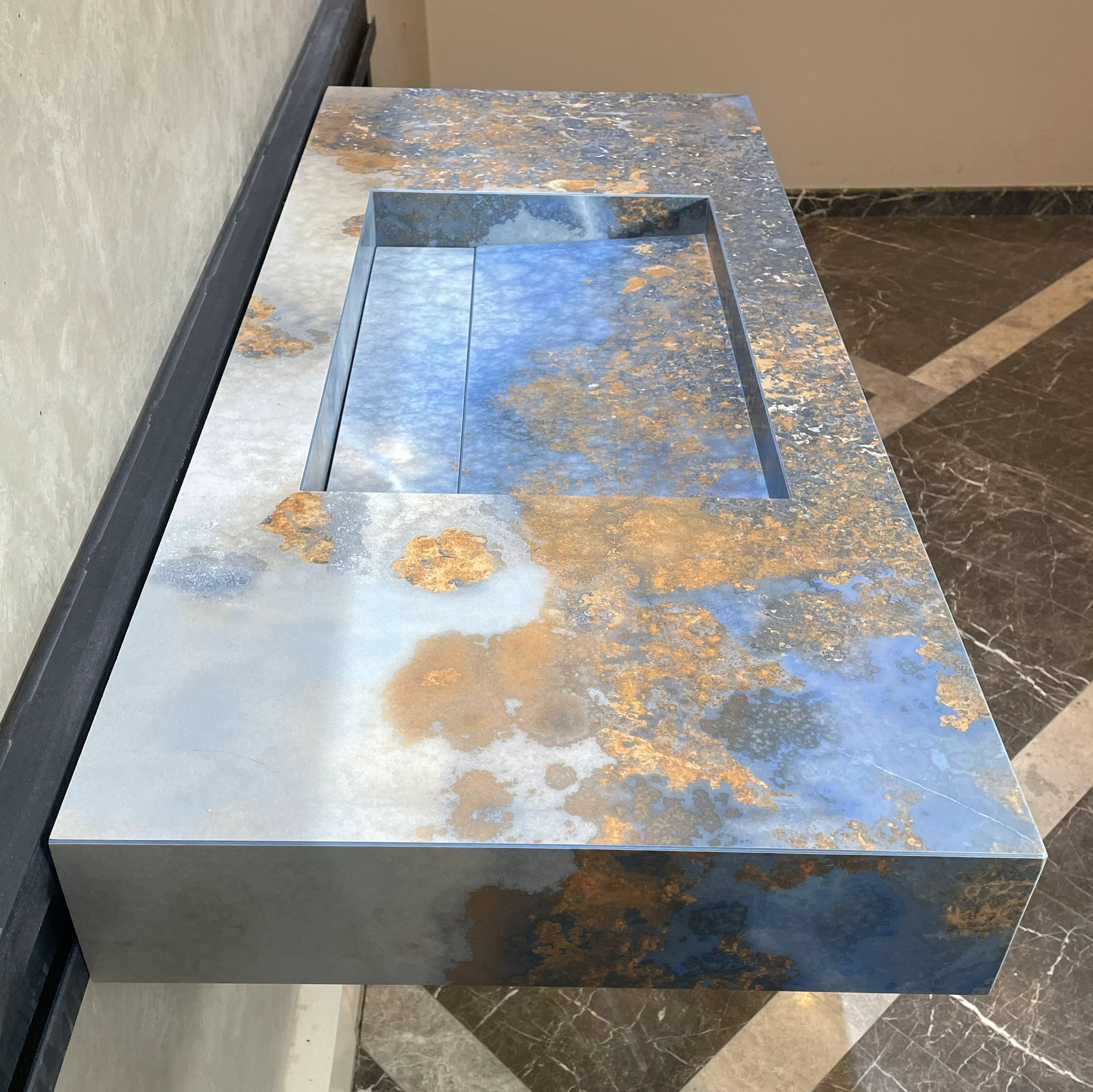 Handmade Thunderstorm Porcelain Sink: Marble Look, Custom Bathroom Vanity (ES-39) - Image 5