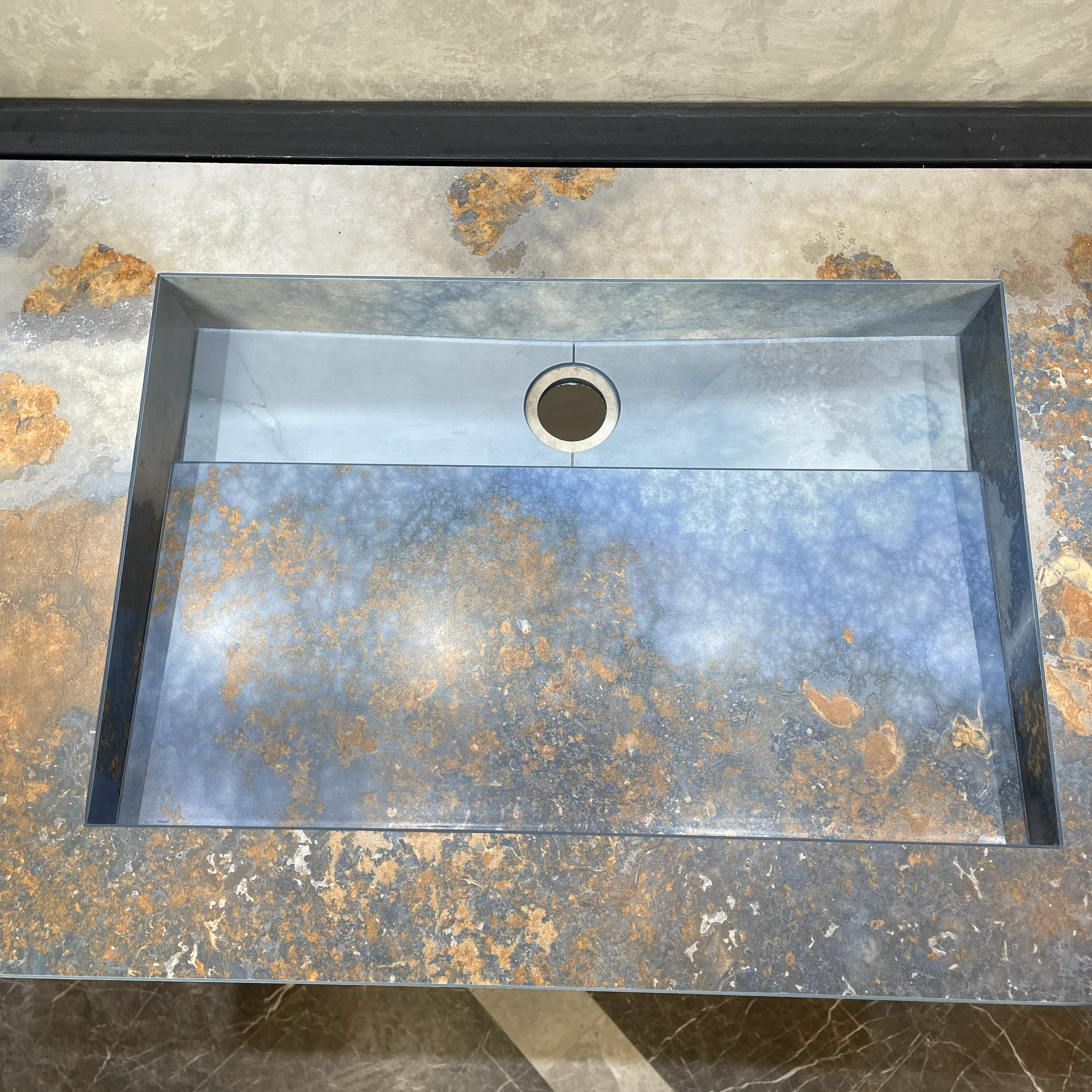 Handmade Thunderstorm Porcelain Sink: Marble Look, Custom Bathroom Vanity (ES-39) - Image 9