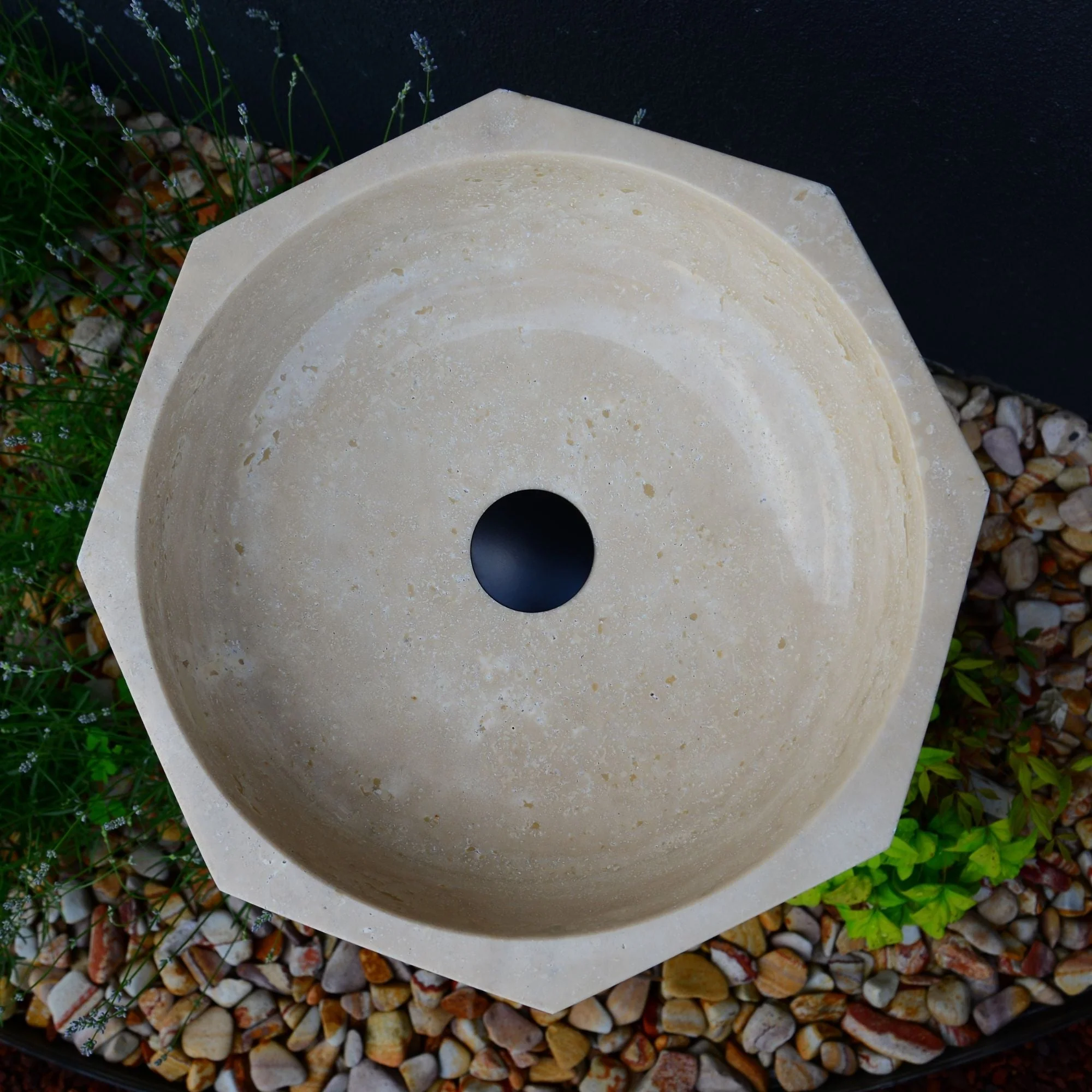 Handmade Travertine Octagon Sink - Image 2