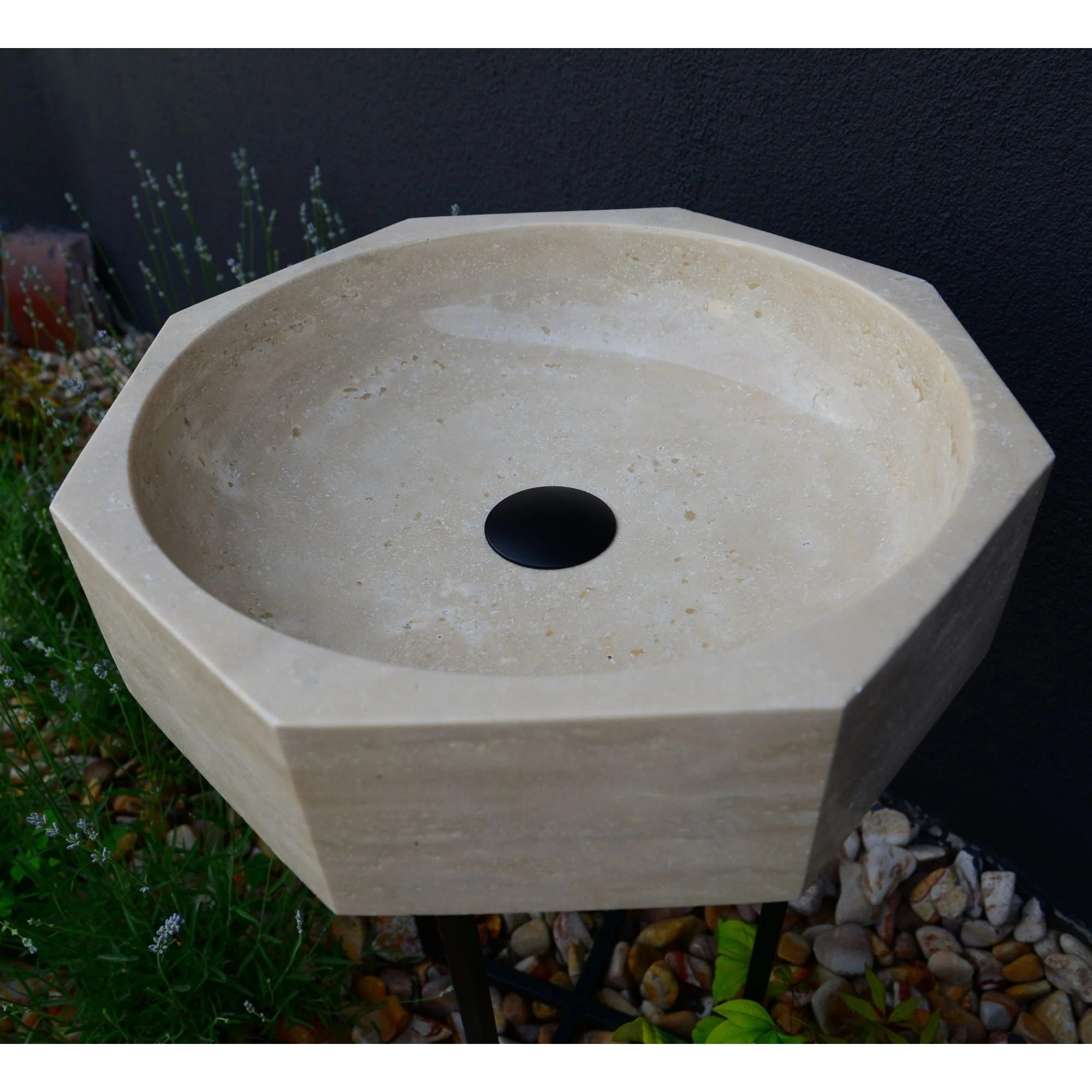Handmade Travertine Octagon Sink - Image 3