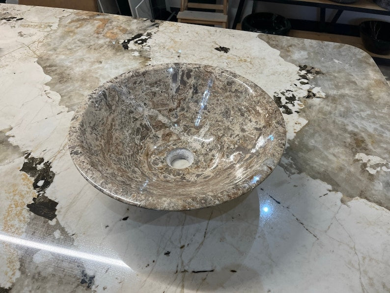 Handmade Valencia Travertine Conical Sink - Image 10