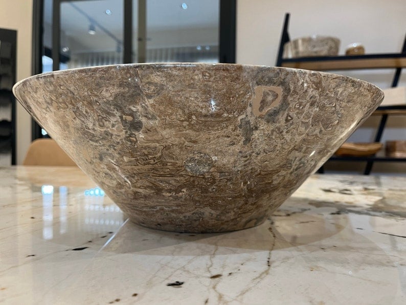 Handmade Valencia Travertine Conical Sink - Image 11