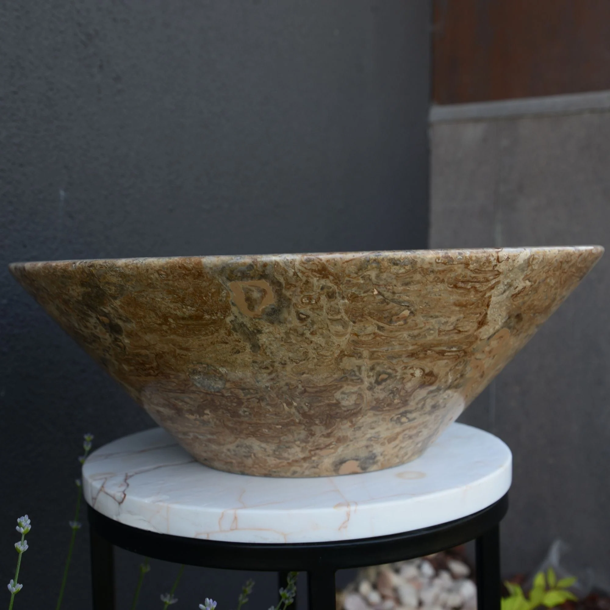 Handmade Valencia Travertine Conical Sink - Image 16