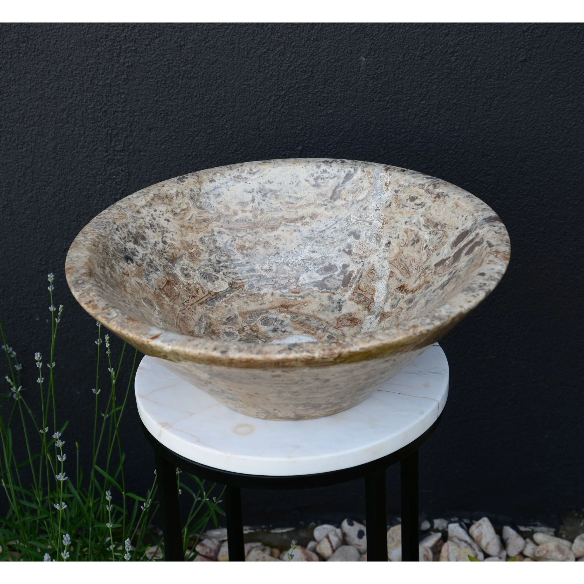 Handmade Valencia Travertine Conical Sink - Image 3