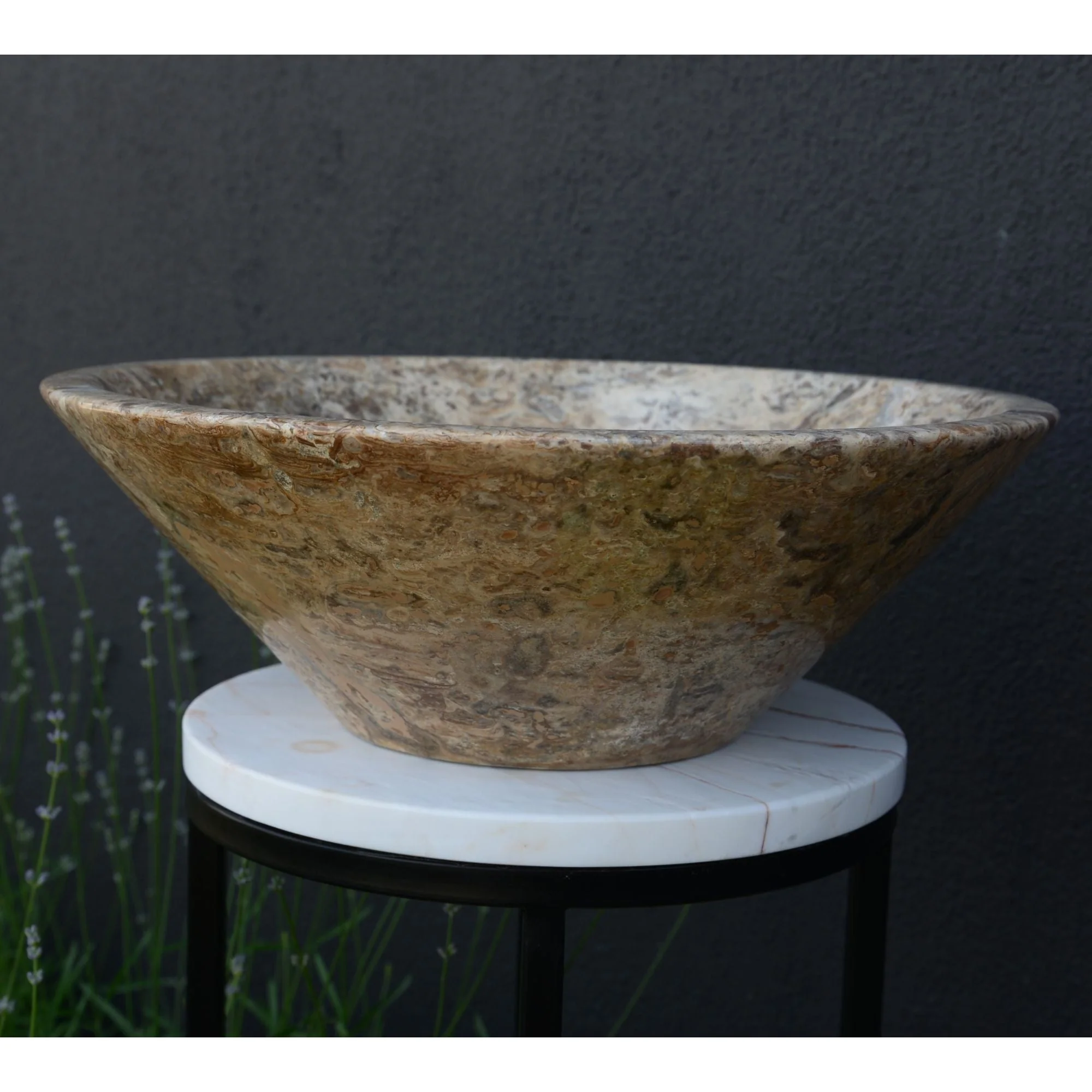 Handmade Valencia Travertine Conical Sink - Image 4