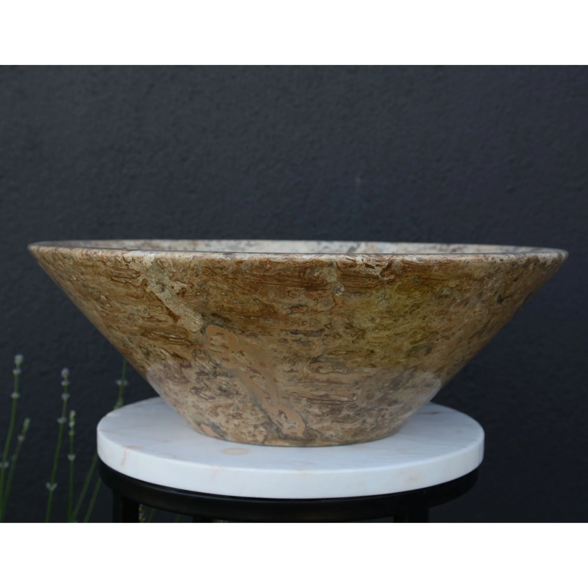 Handmade Valencia Travertine Conical Sink - Image 5