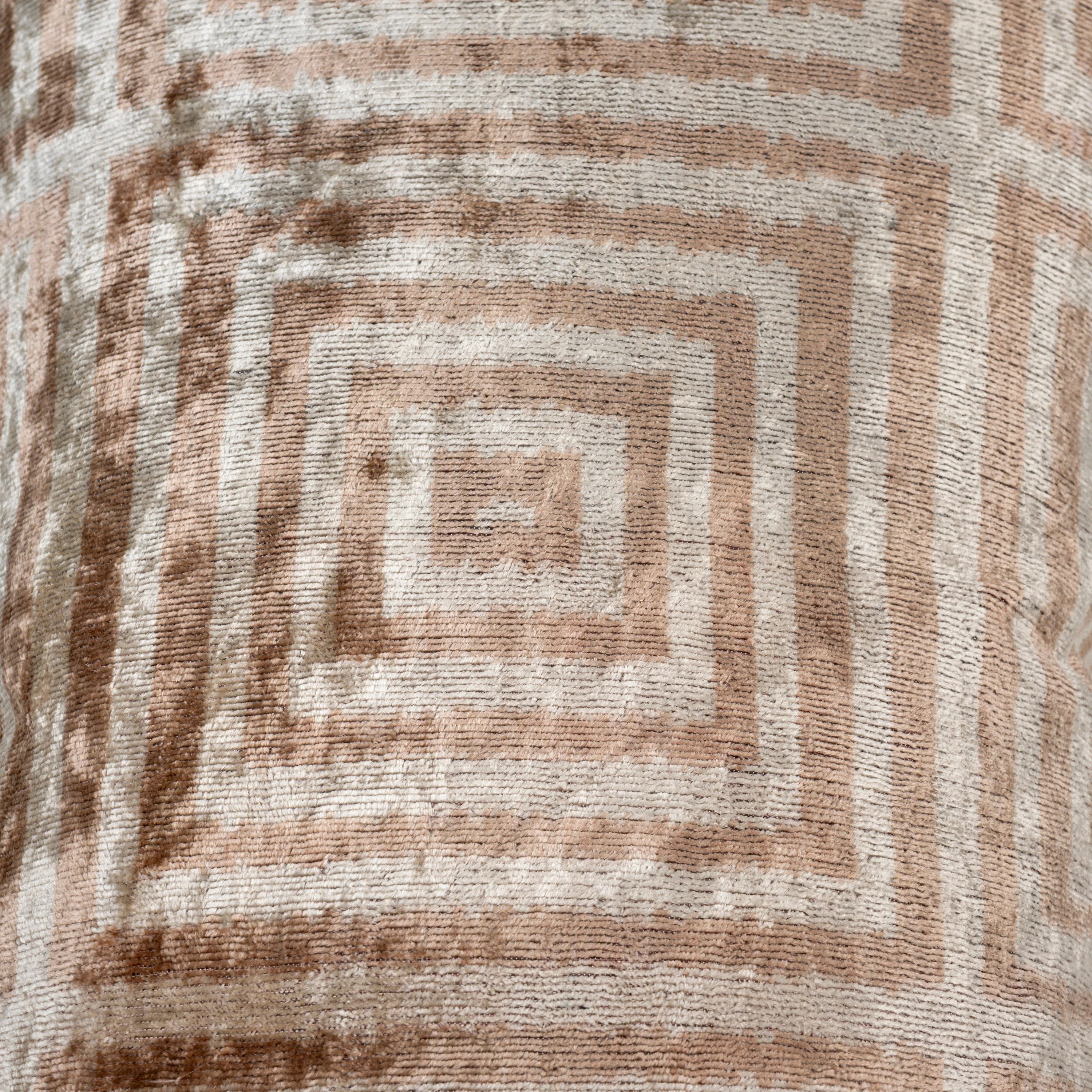 Handmade Velvet Pillow – Beige Labyrinth Pattern, 16x24" - Image 5